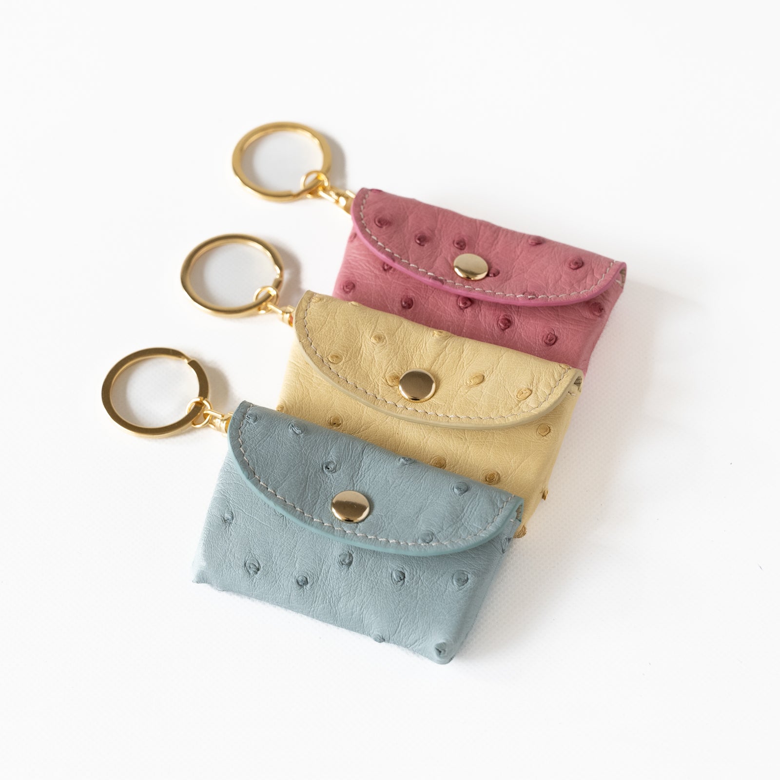 Soft leather flap minimini key ring ostrich