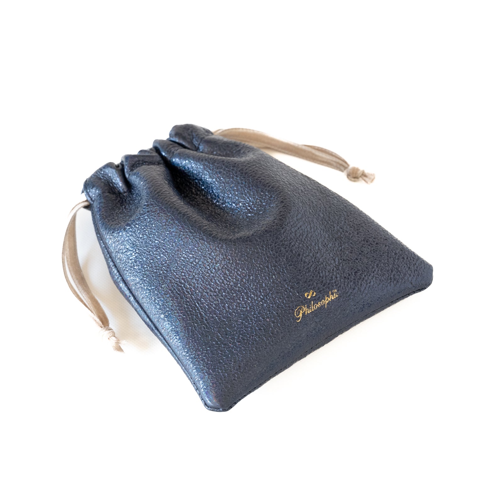 Mini drawstring pouch prism leather