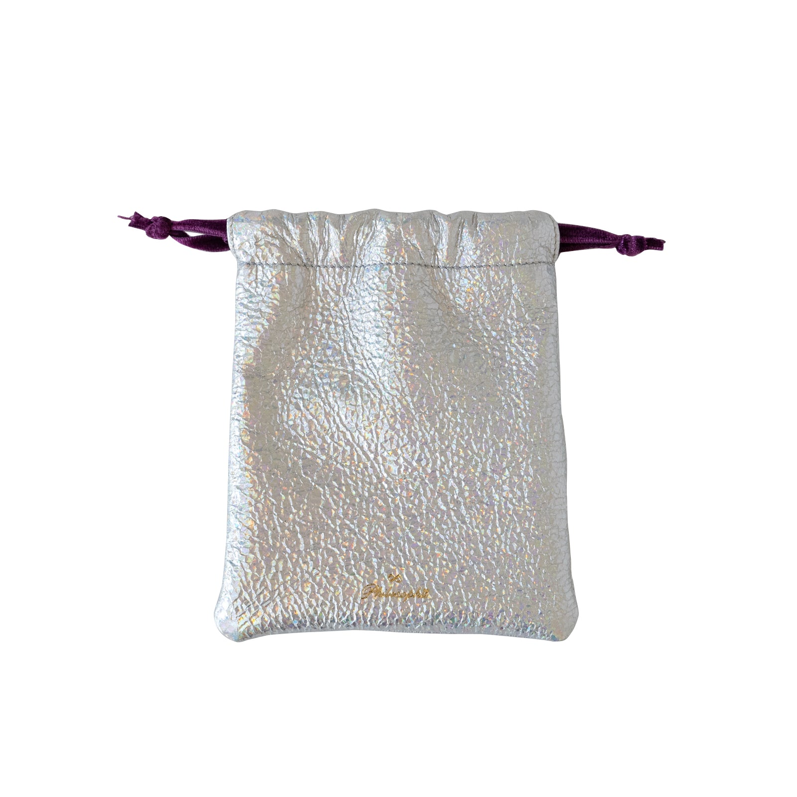 Mini drawstring pouch prism leather