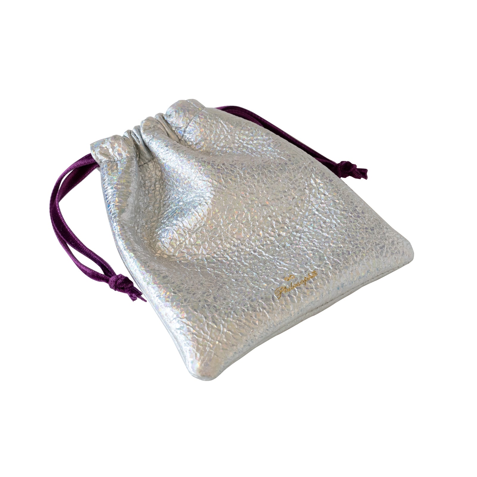 Mini drawstring pouch prism leather