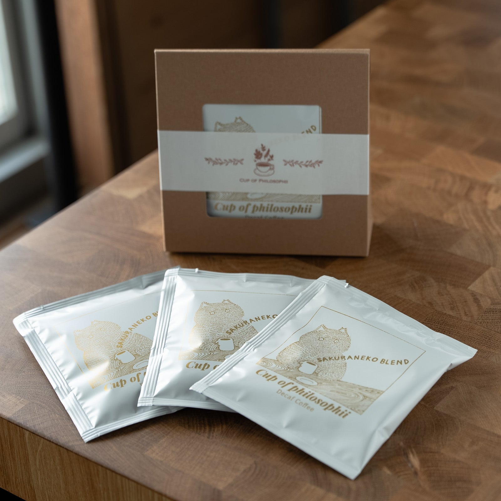 【プチギフト】デカフェさくらねこブレンド・自家焙煎コーヒーバッグ3個入り