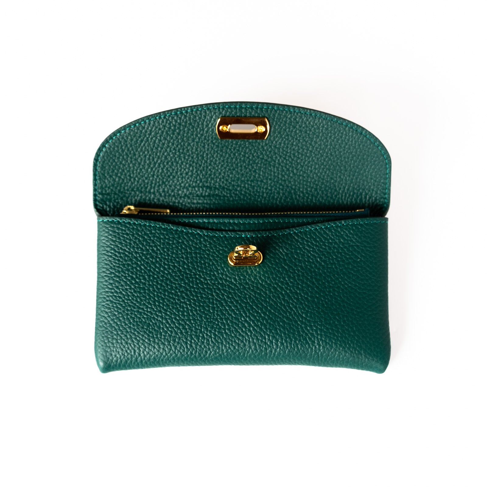 【受注生産】フラップウォレット フルール・ロング キュイール・マッシュ/エメラルド