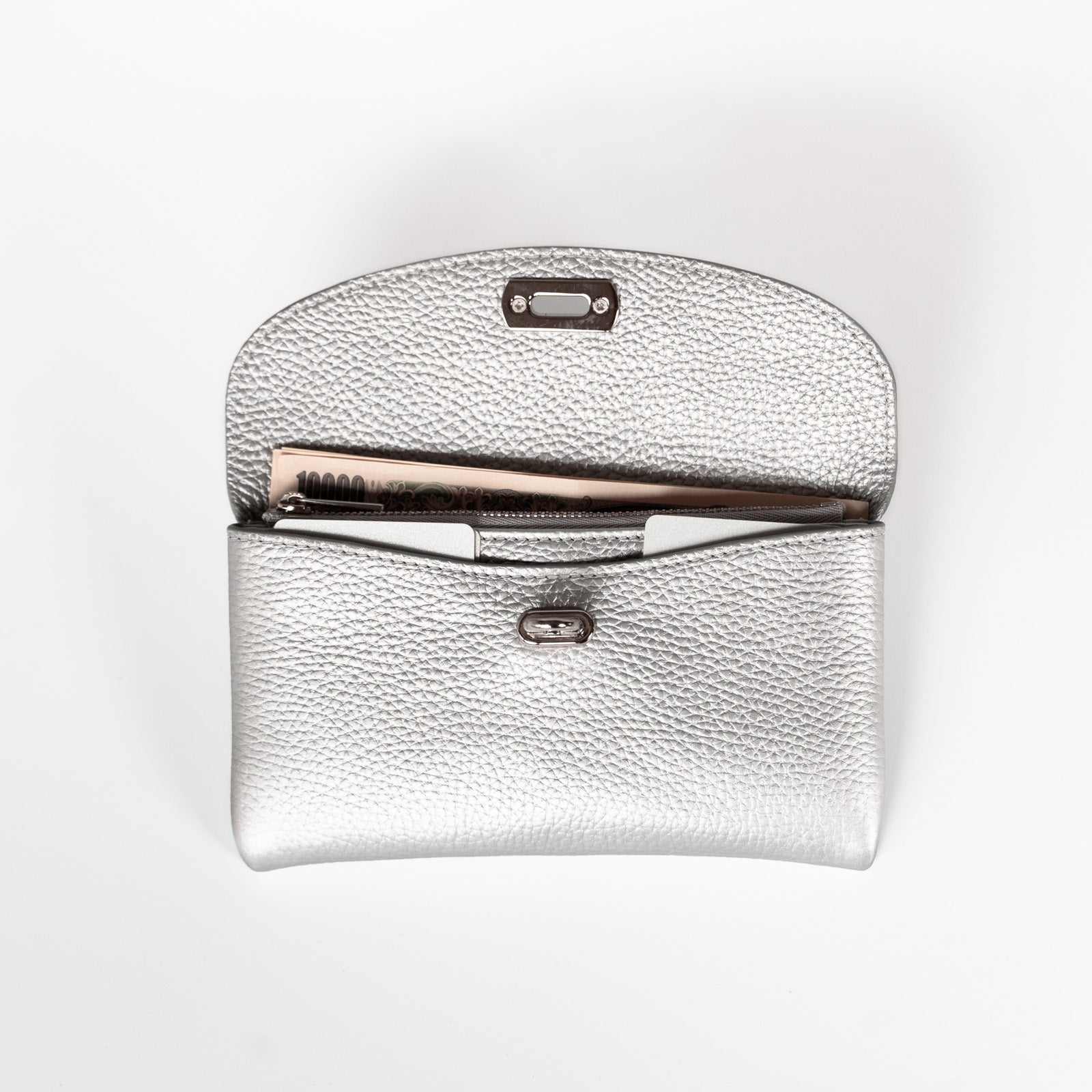 【受注生産】フラップウォレット フルール・ロング キュイール・マッシュ/シルバー