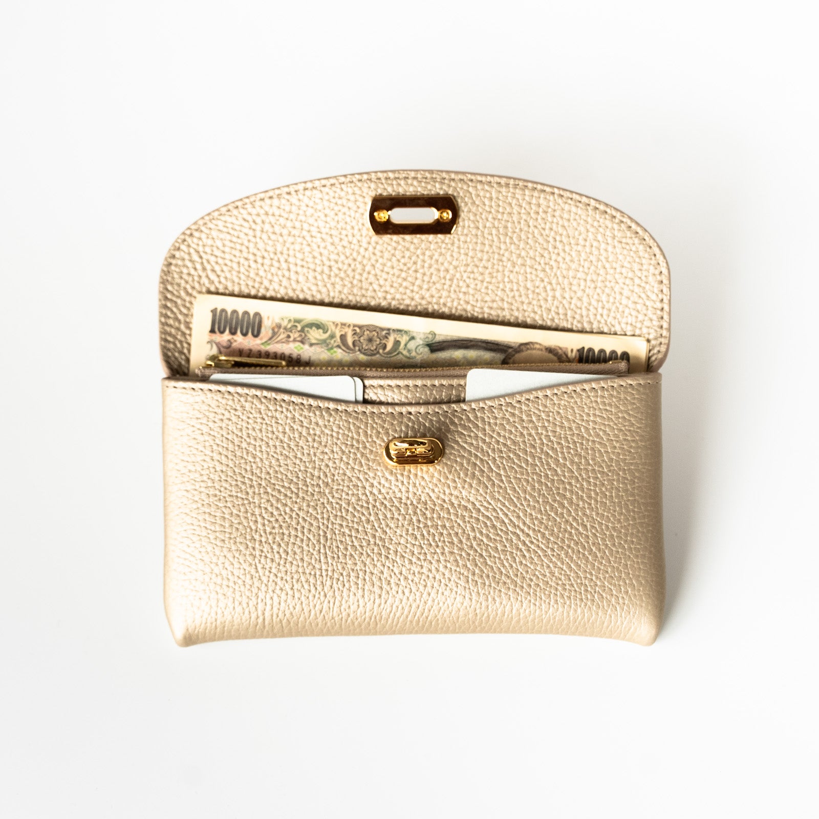 Made to order: Flap Wallet Fleur Longue Cuir Mash / Champagne Gold