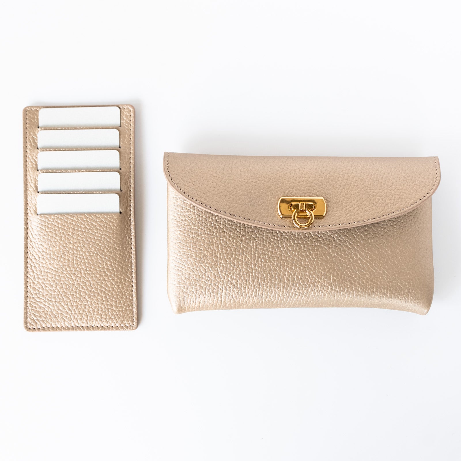 Made to order: Flap Wallet Fleur Longue Cuir Mash / Champagne Gold