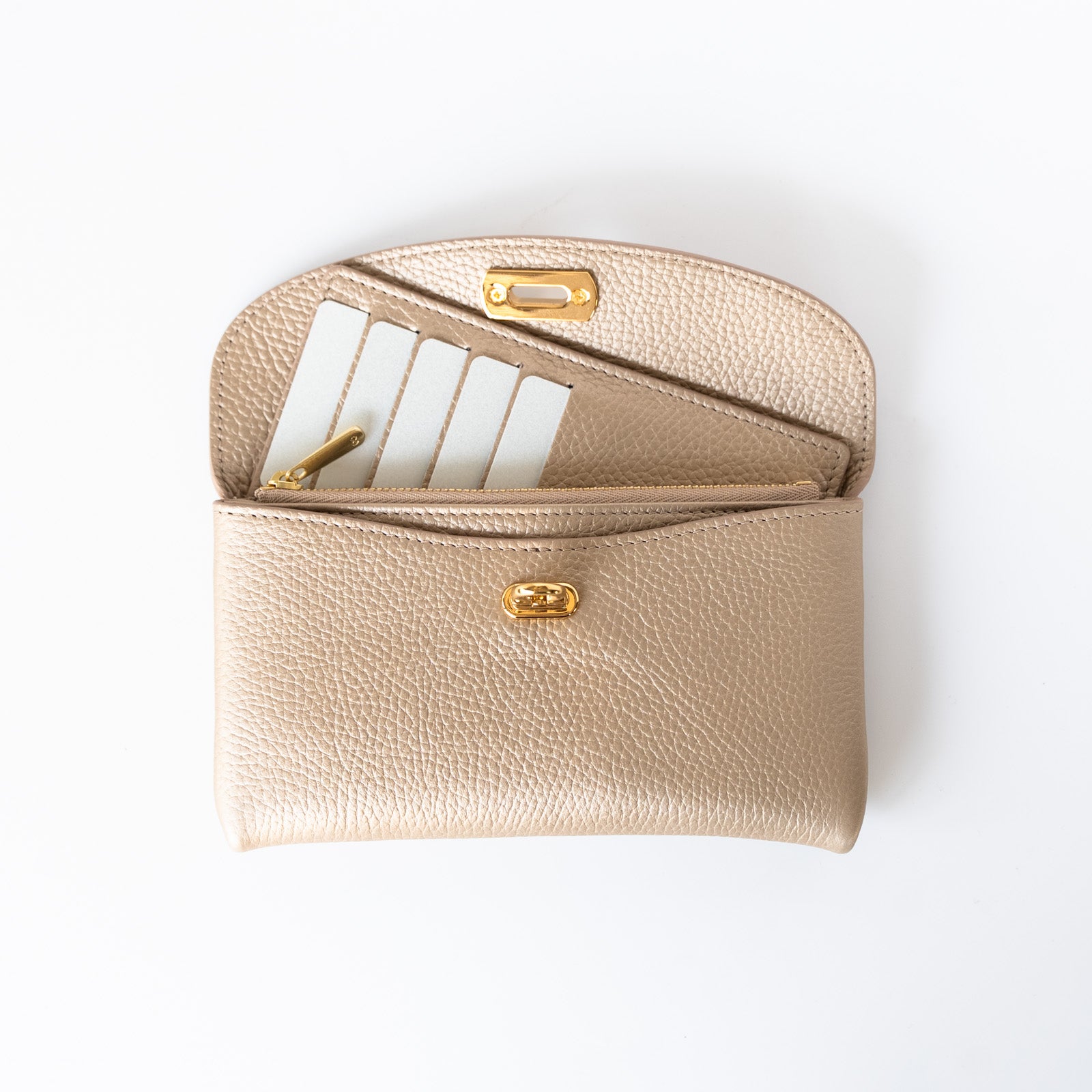 Made to order: Flap Wallet Fleur Longue Cuir Mash / Champagne Gold