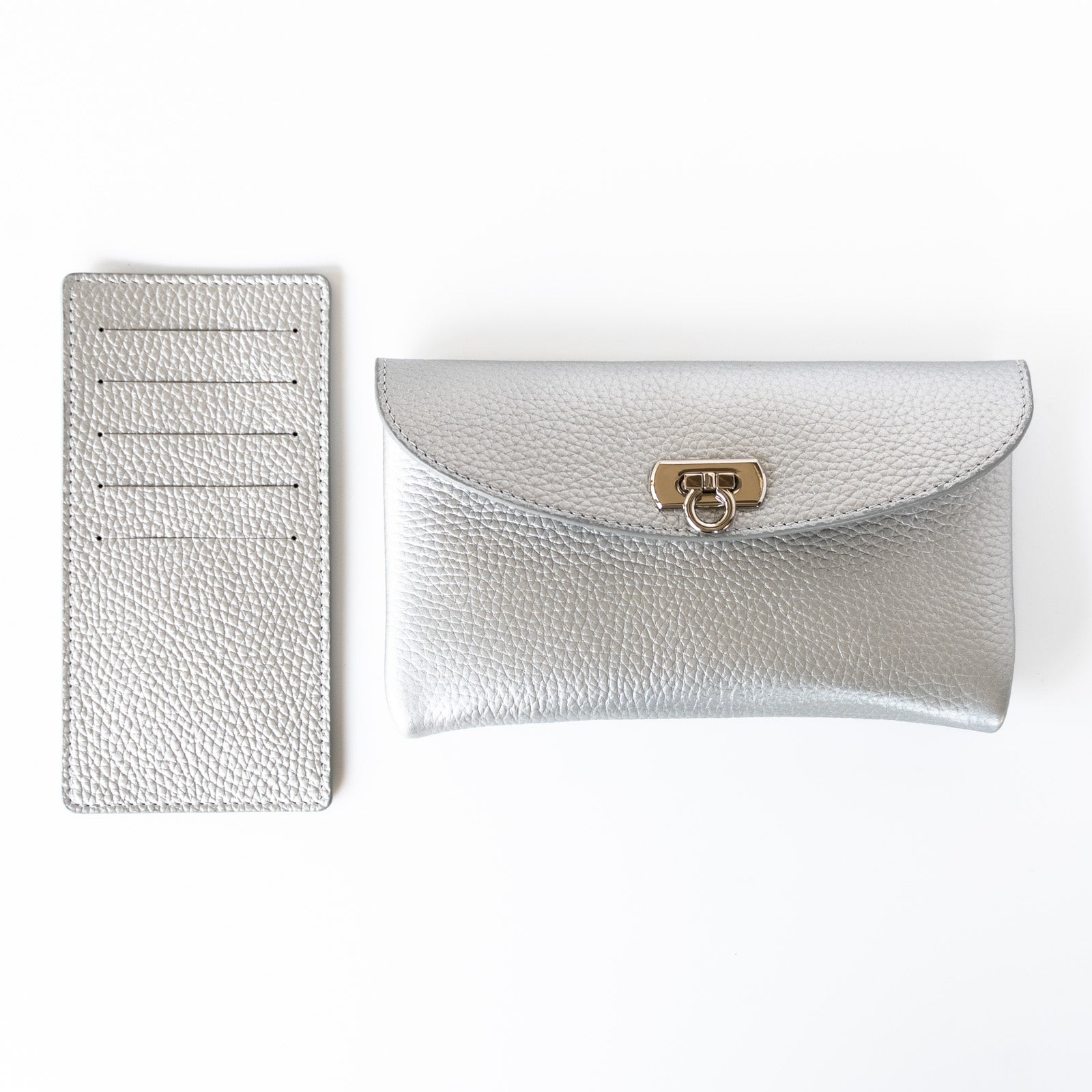 【受注生産】フラップウォレット フルール・ロング キュイール・マッシュ/シルバー