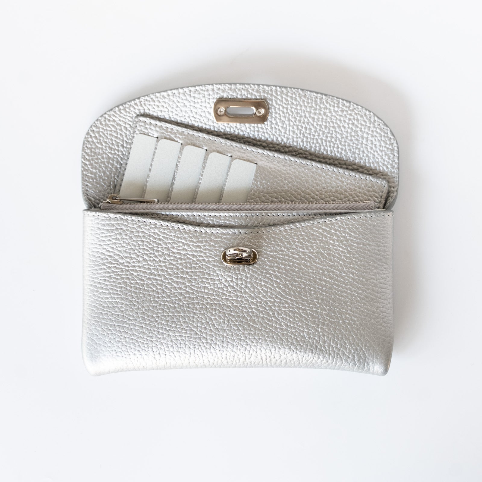 【受注生産】フラップウォレット フルール・ロング キュイール・マッシュ/シルバー