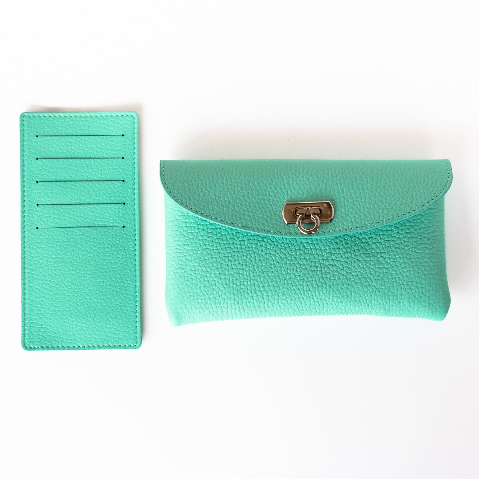 【受注生産】フラップウォレット フルール・ロング キュイール・マッシュ/ブルードラジェ