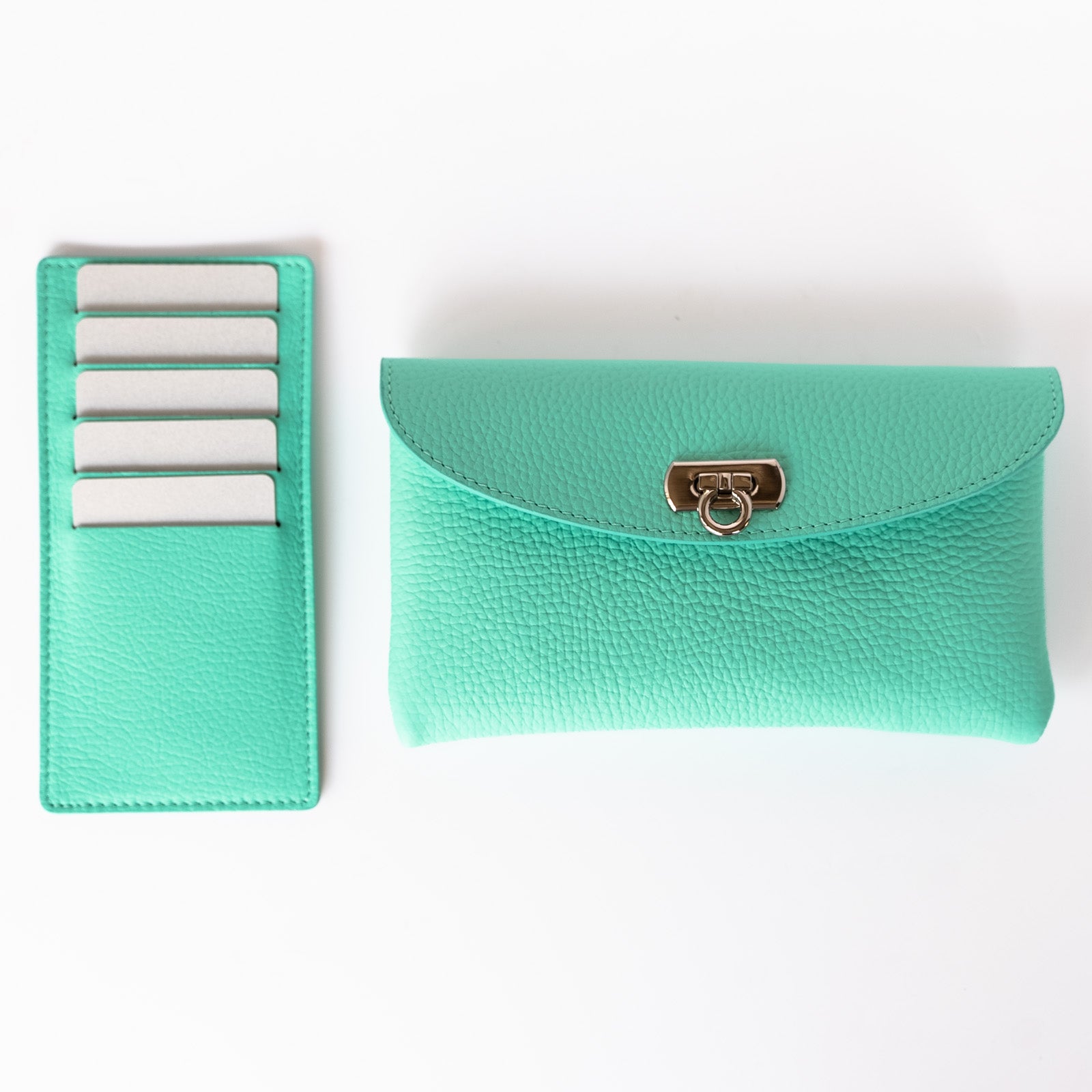 【受注生産】フラップウォレット フルール・ロング キュイール・マッシュ/ブルードラジェ