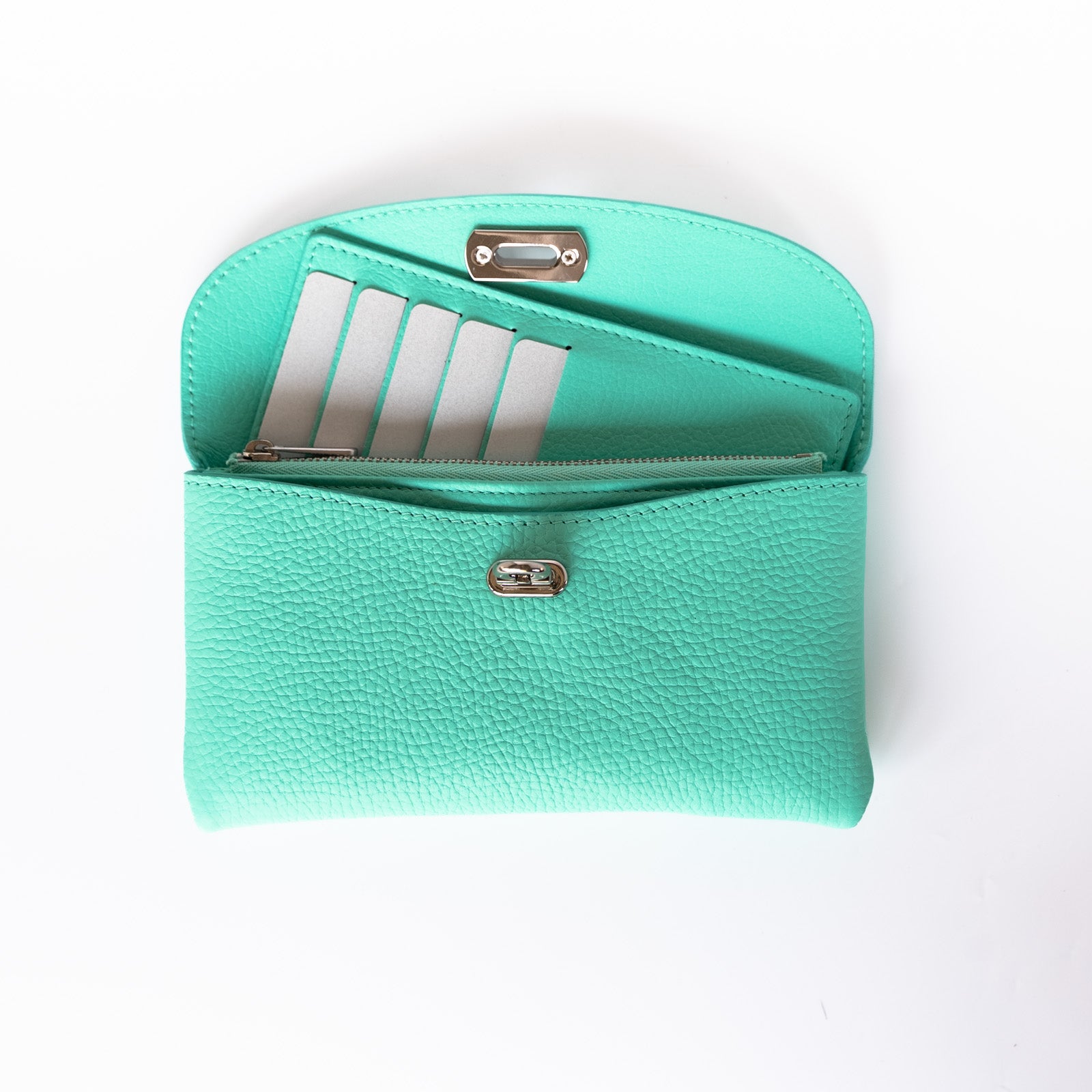 【受注生産】フラップウォレット フルール・ロング キュイール・マッシュ/ブルードラジェ