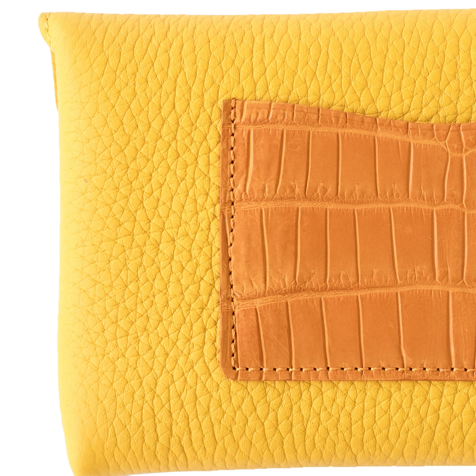 【おつとめ品セール】フラップウォレット・フルールロング (背面クロコダイルポケット付) トリヨンクレマンス / イエロー