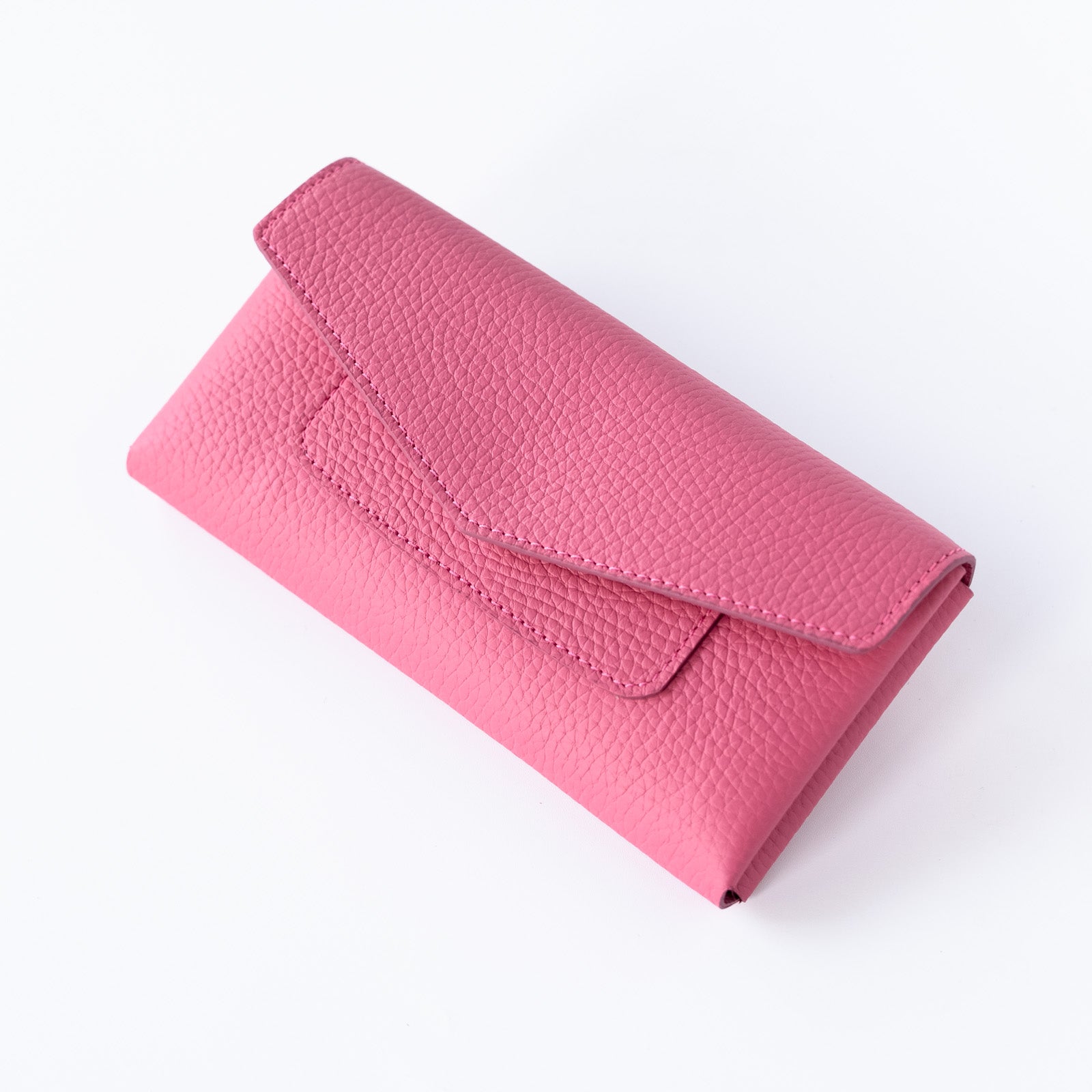 【受注生産】小さなレザーフラップ長財布《ヌーヴェル》/チェリーピンク