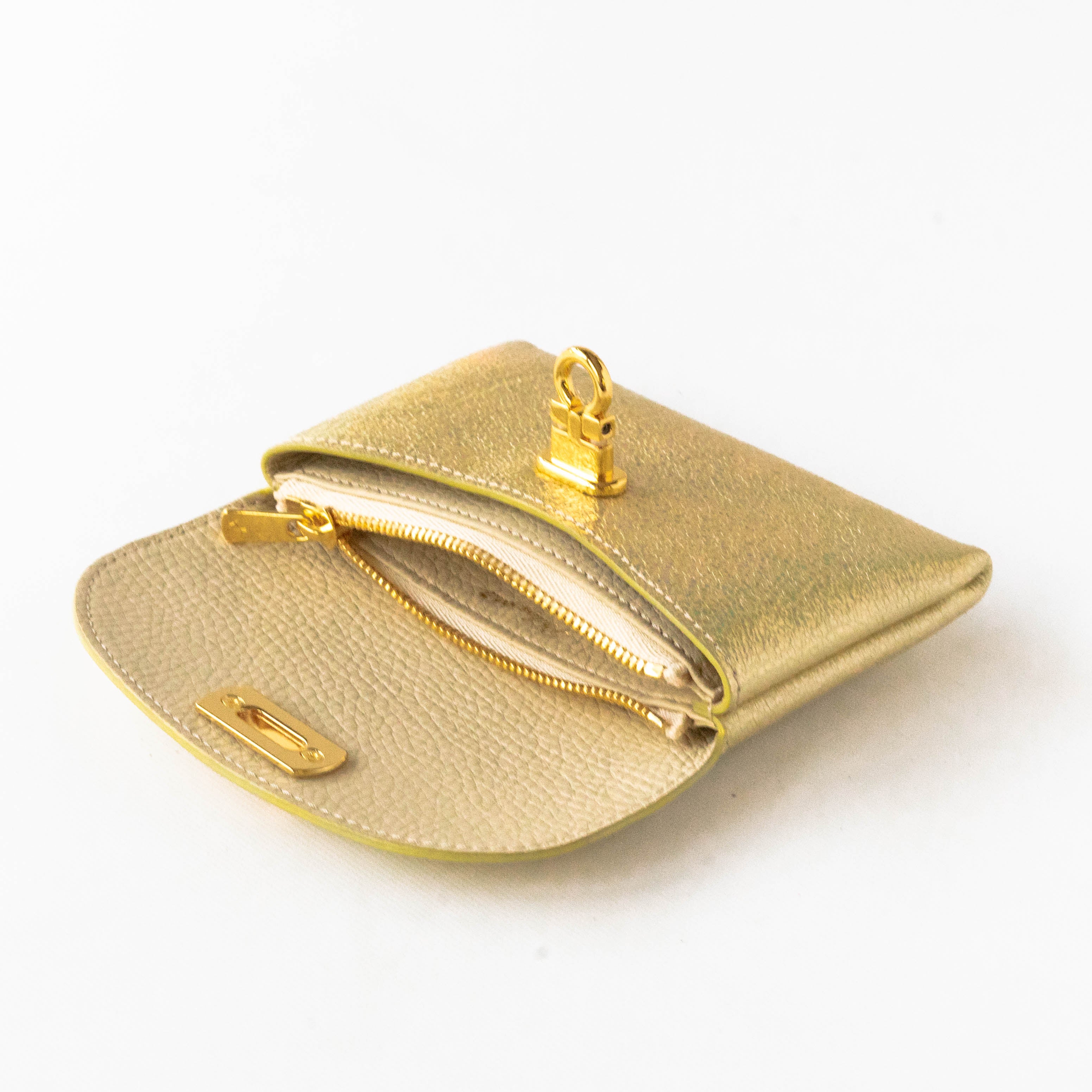 Leather flap middle wallet / Prism leather
