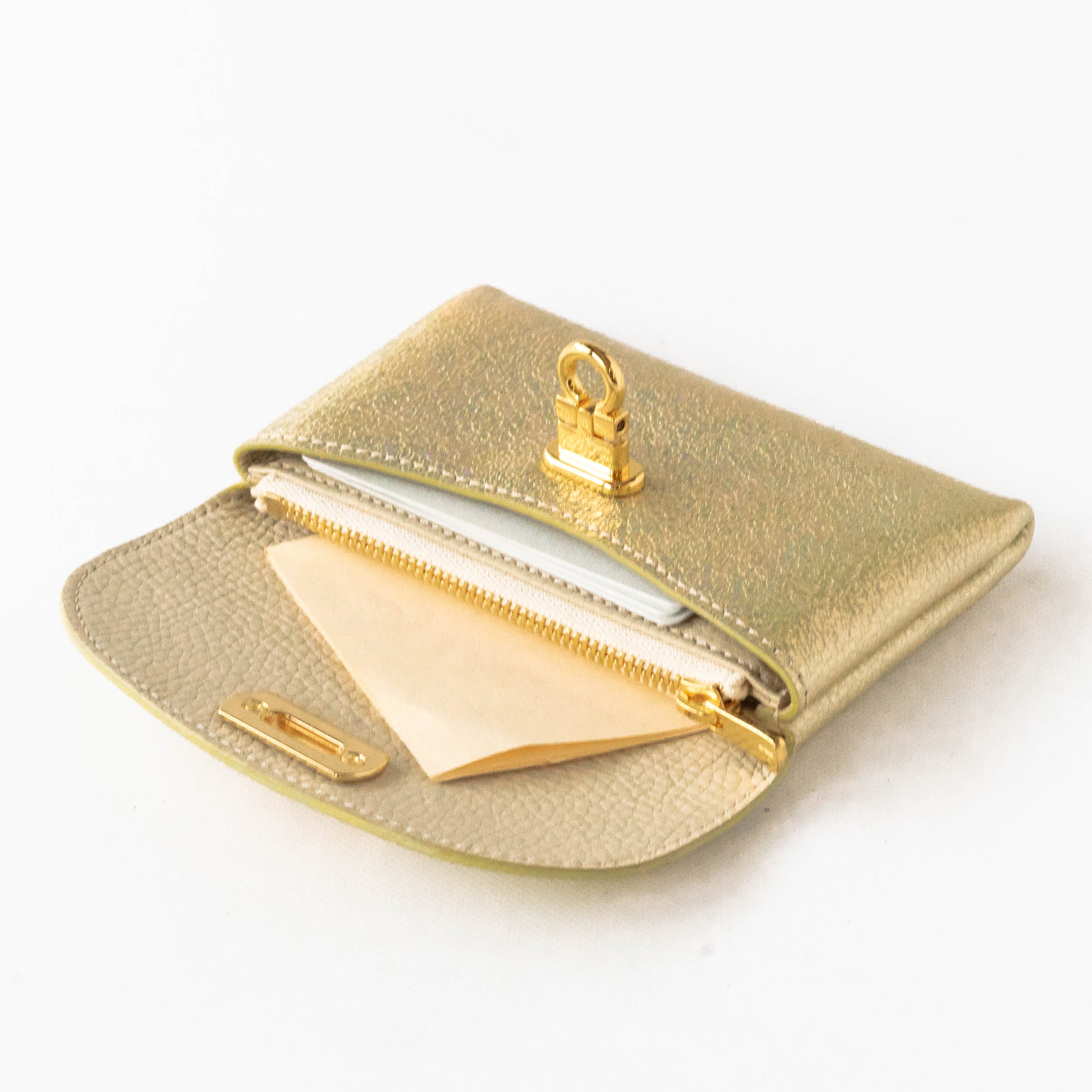 Leather flap middle wallet / Prism leather
