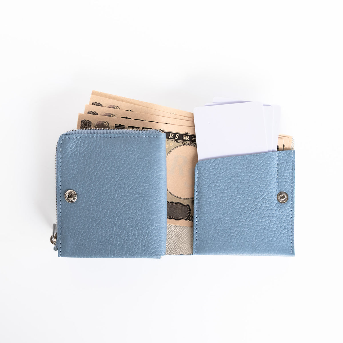 Made to Order: Small Bi-fold Wallet "Nouvelle PALM" / Saxe Blue