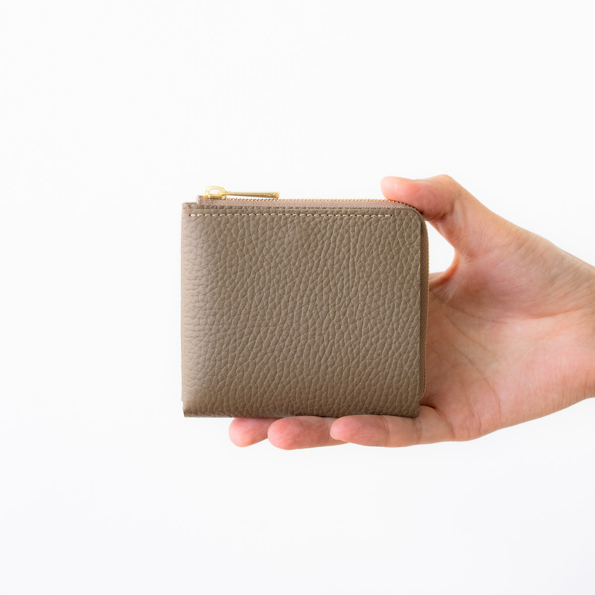 【受注生産】小さな2つ折り財布《ヌーヴェルPALM》/エトゥープ