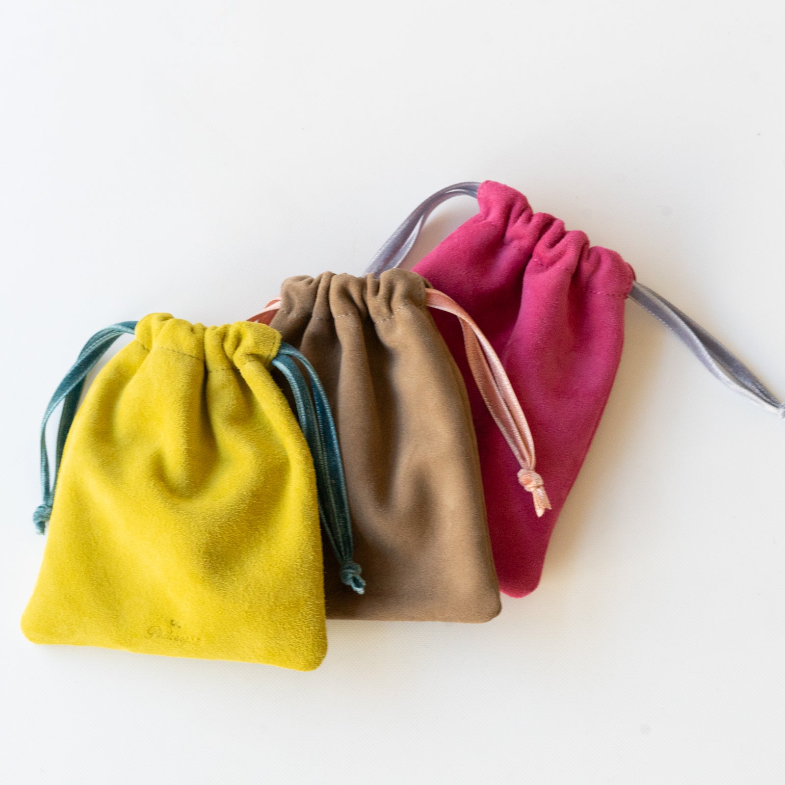Mini drawstring pouch suede leather