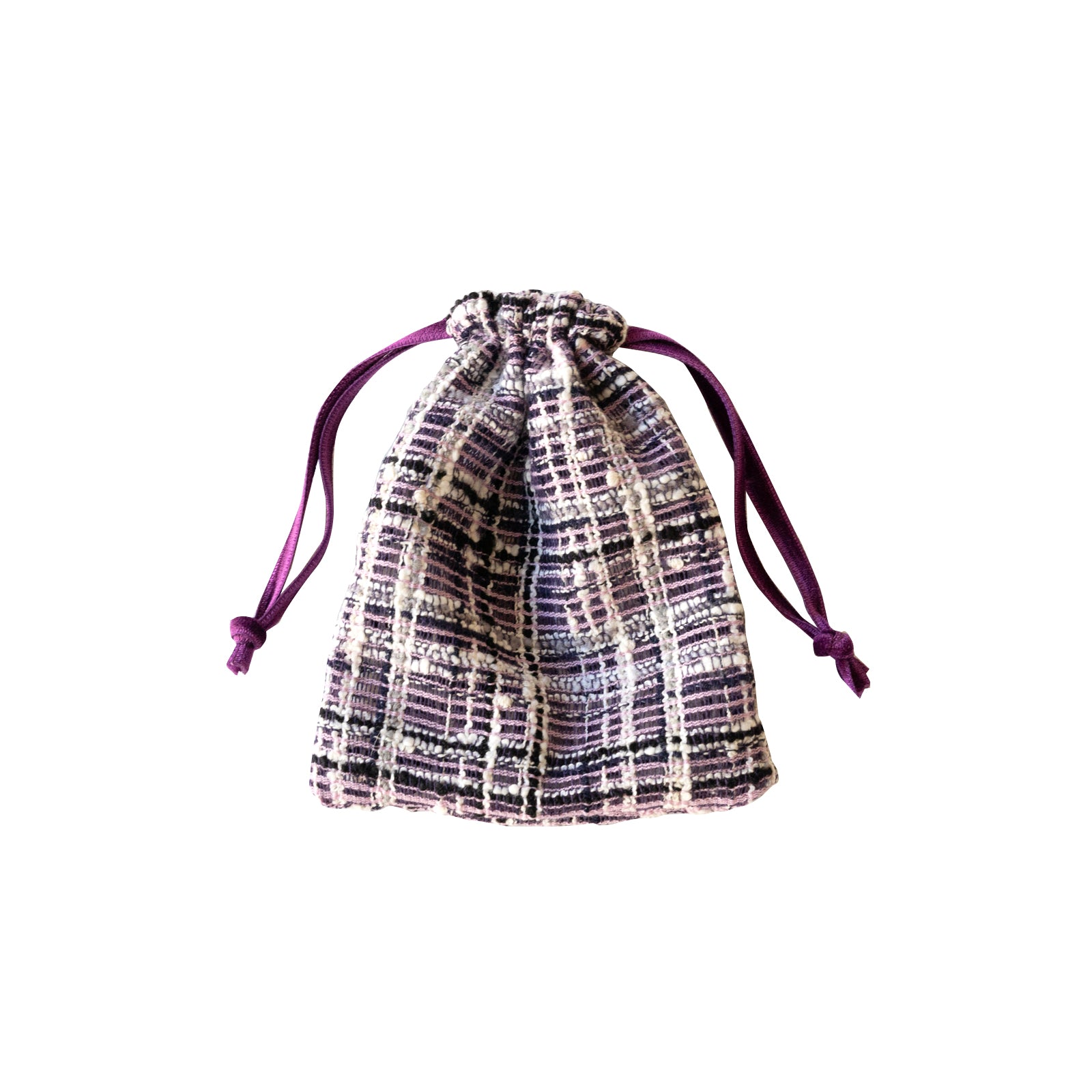 Mini drawstring pouch fancy tweed