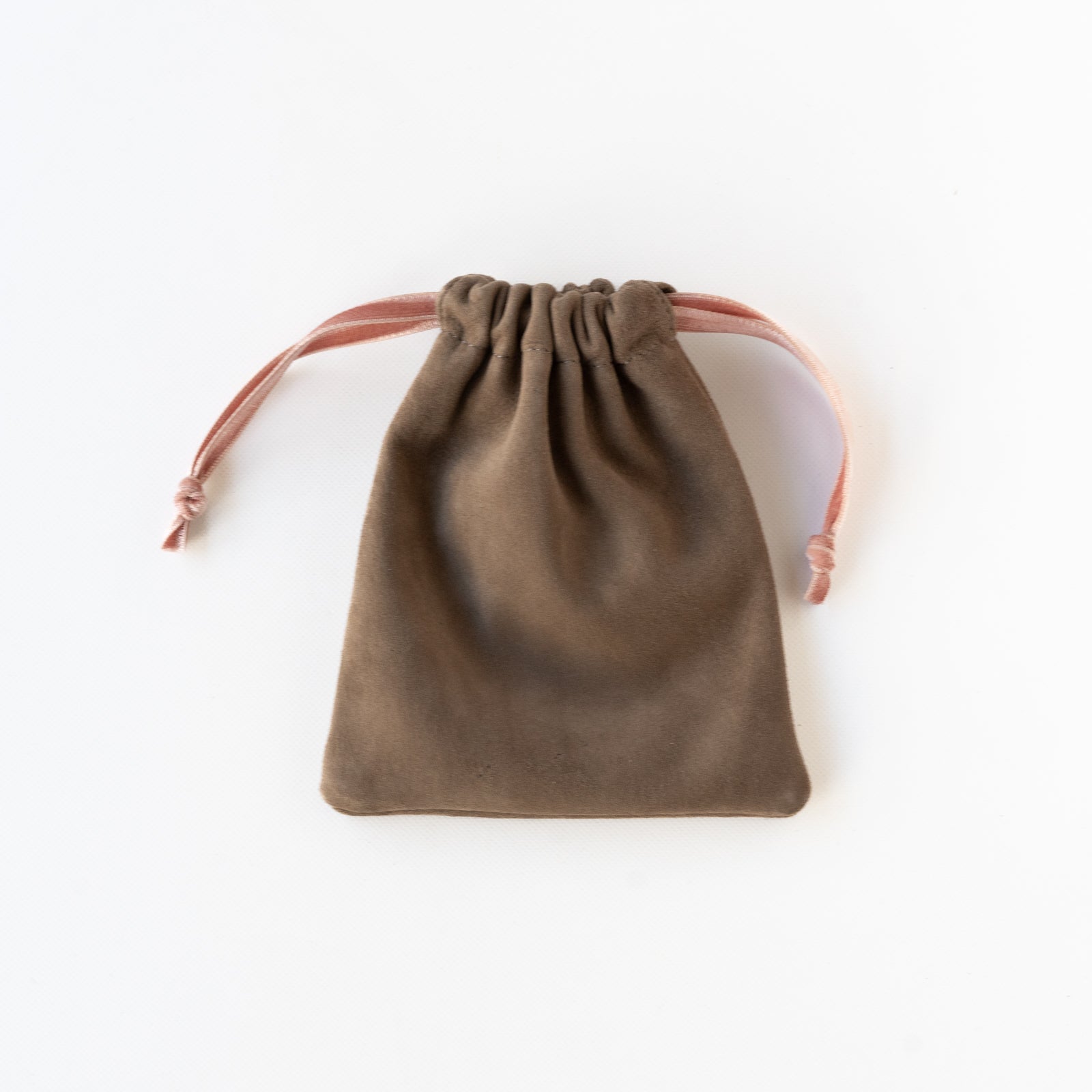 Mini drawstring pouch suede leather