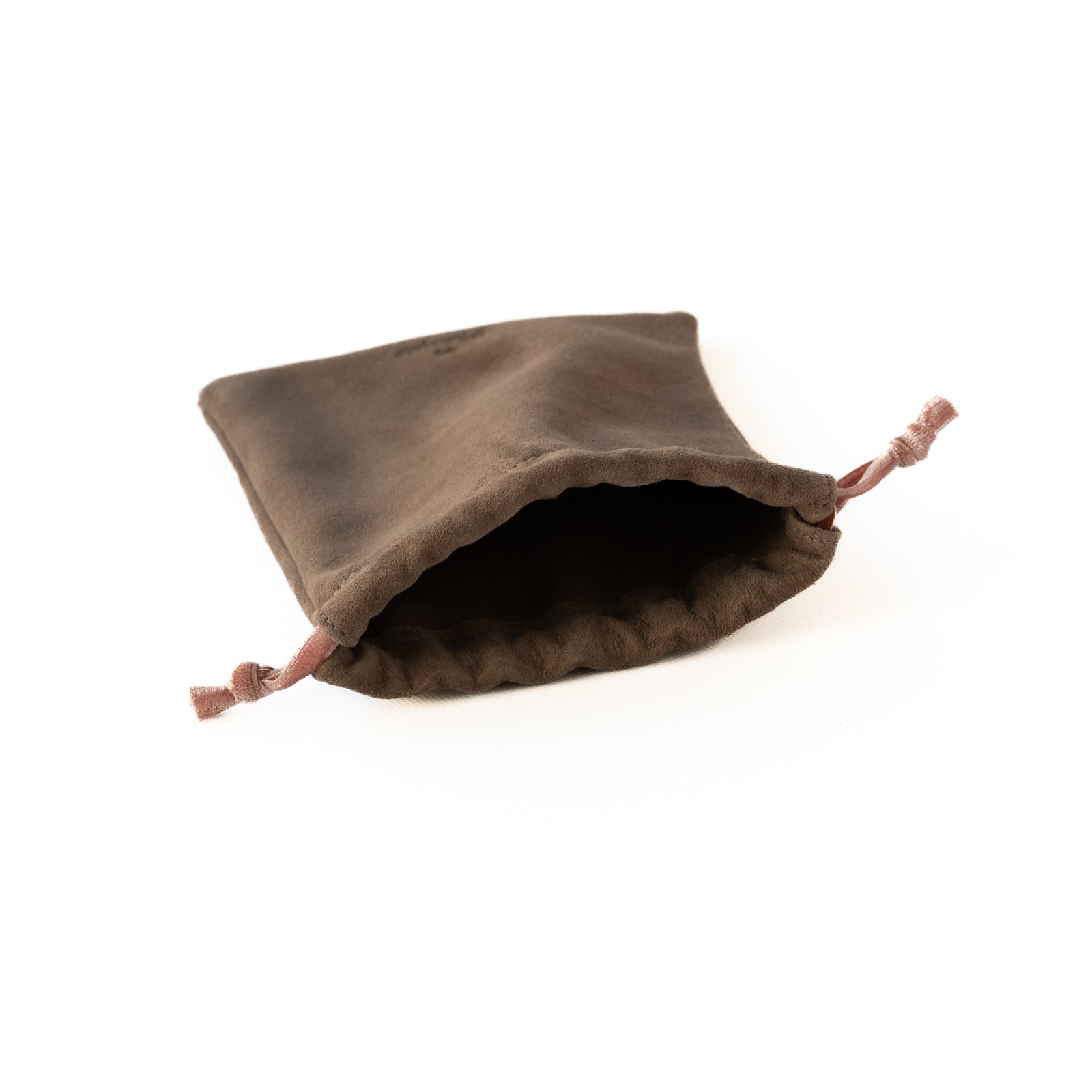 Mini drawstring pouch suede leather