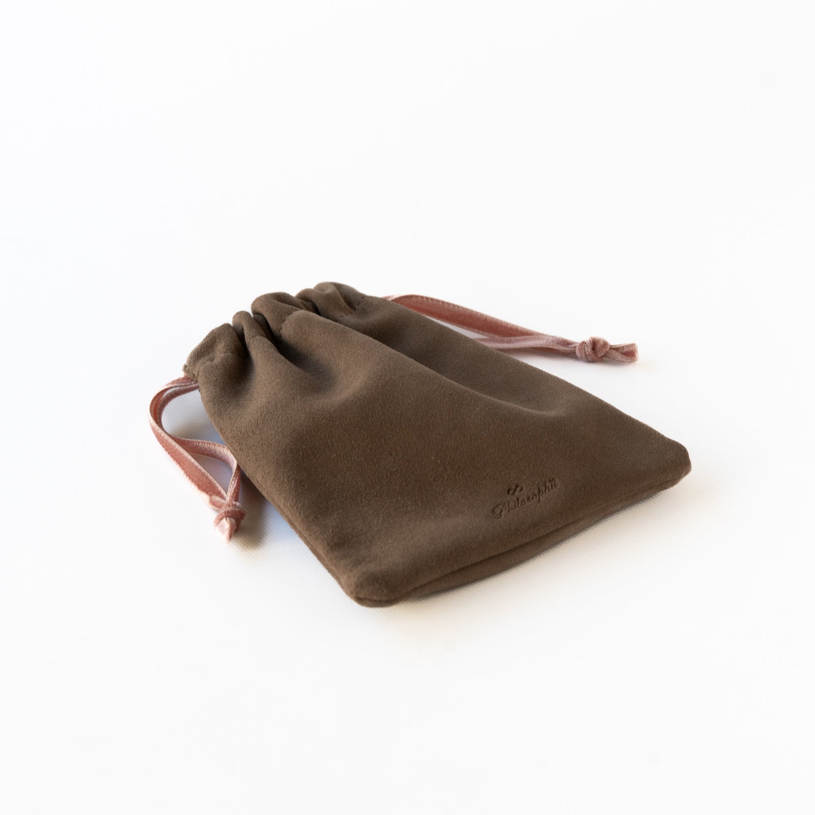 Mini drawstring pouch suede leather
