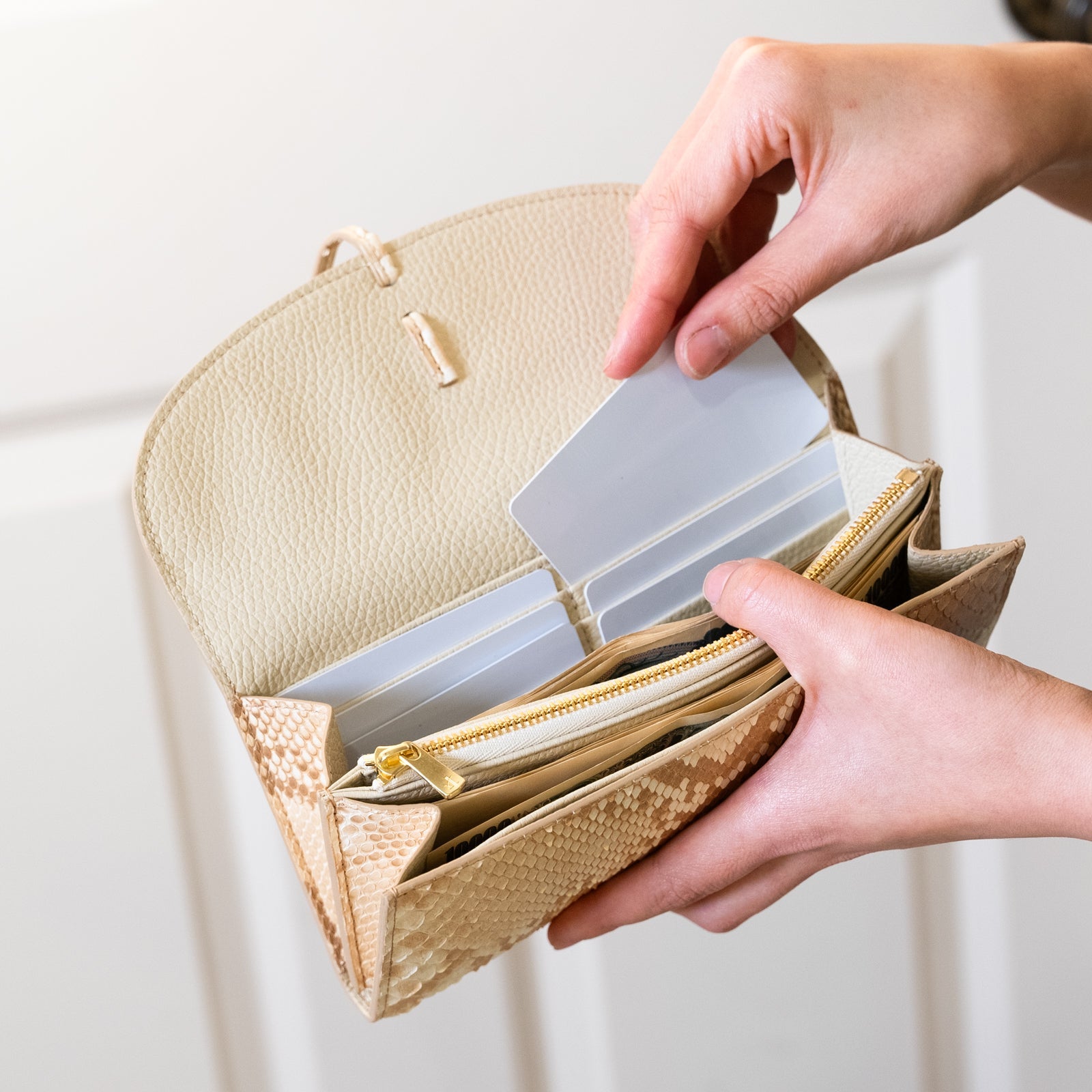 Long wallet chante python leather