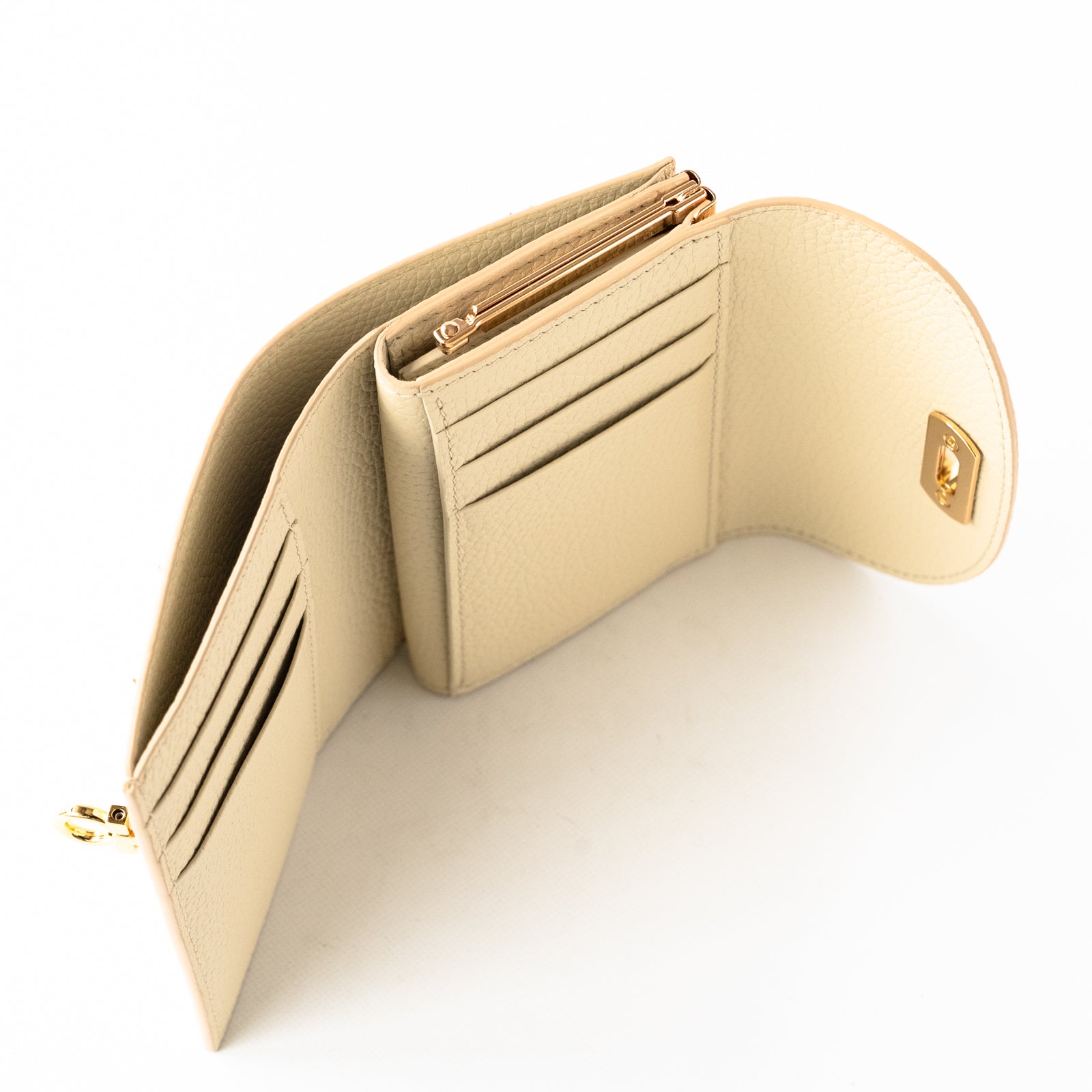 【おつとめ品セール】がま口ミドルウォレット・アンティーヌ ゴールドパイソン / パールゴールド