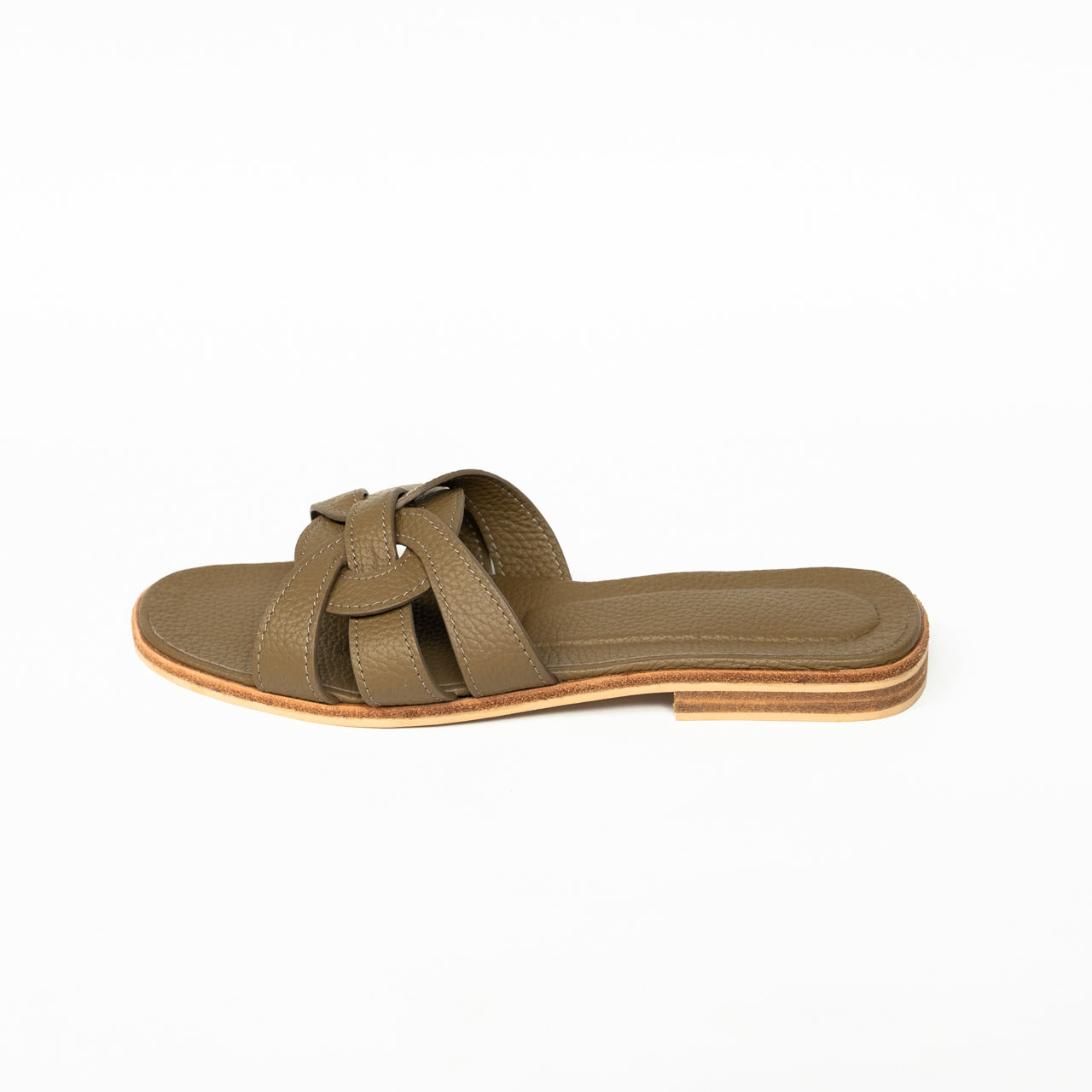Leather flat sandals "Lupus" Cuir Mash/Taupe