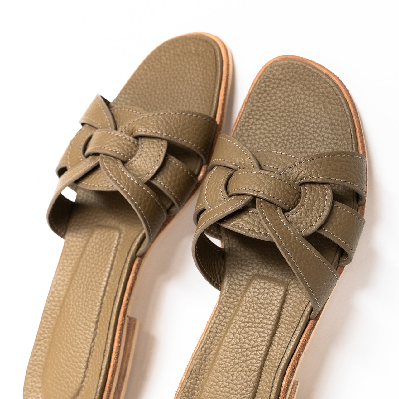 Leather flat sandals "Lupus" Cuir Mash/Taupe