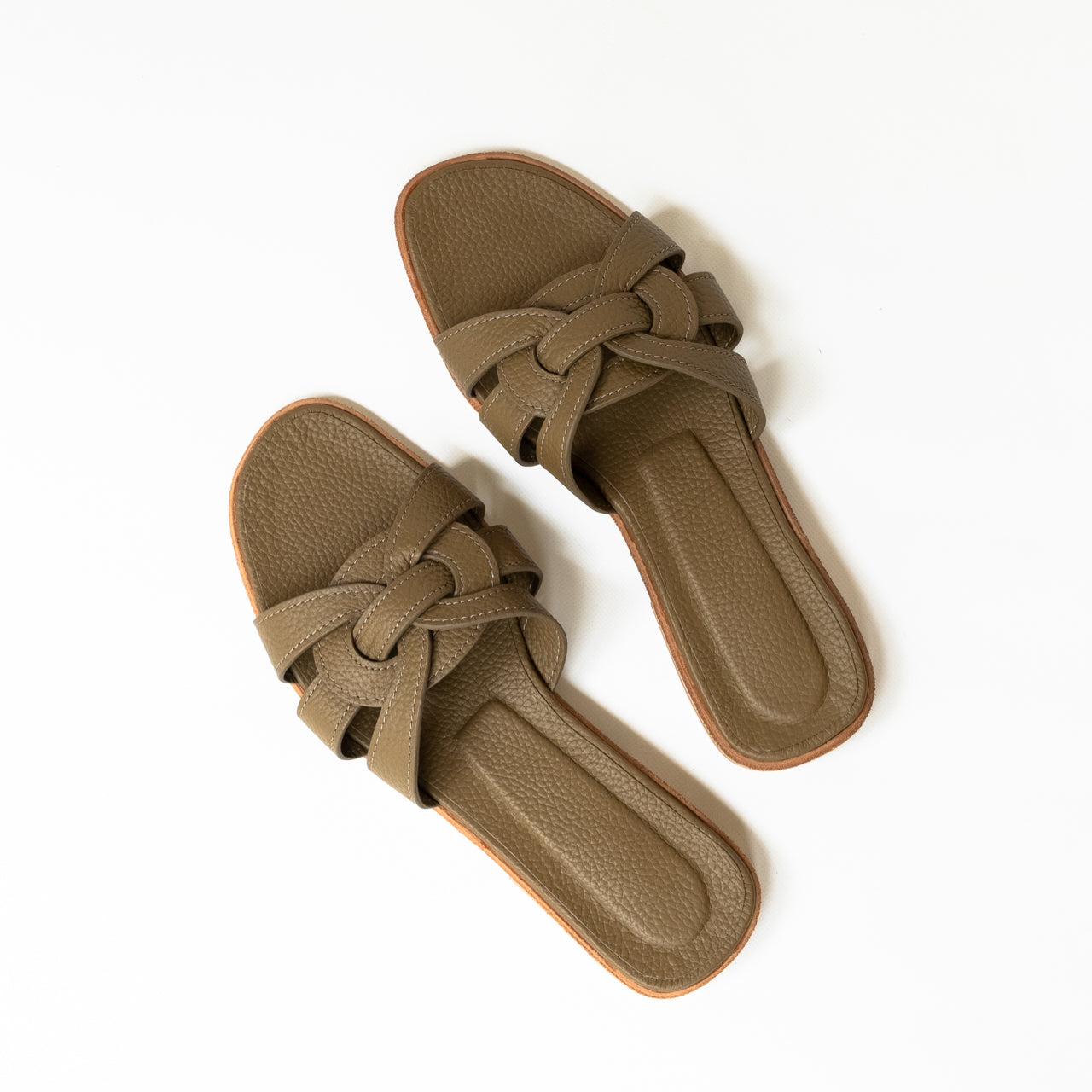 Leather flat sandals "Lupus" Cuir Mash/Taupe