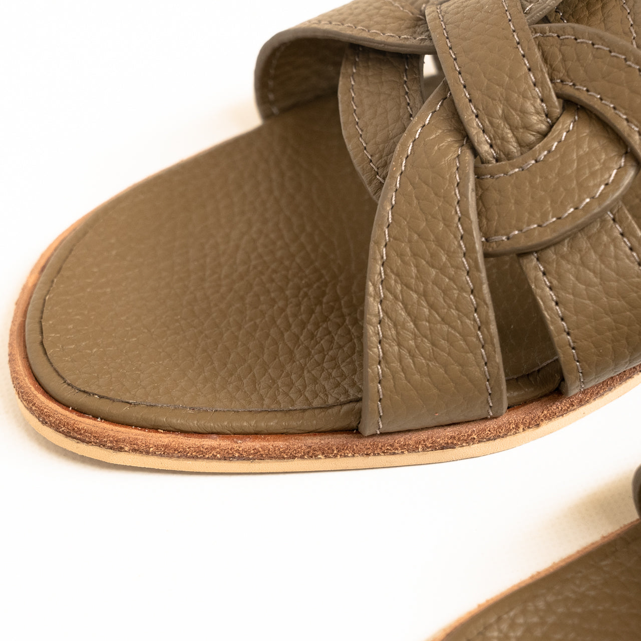 Leather flat sandals "Lupus" Cuir Mash/Taupe