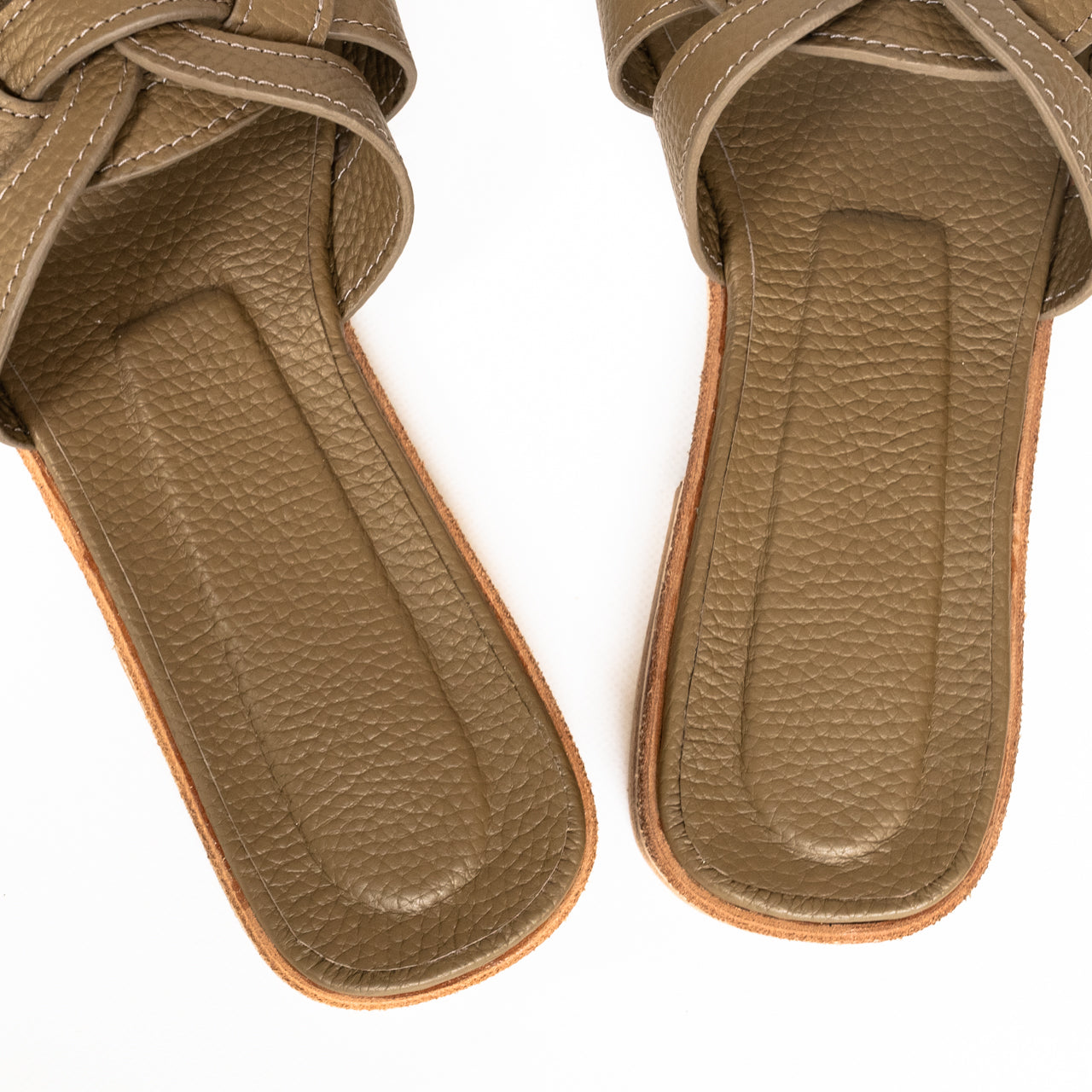 Leather flat sandals "Lupus" Cuir Mash/Taupe