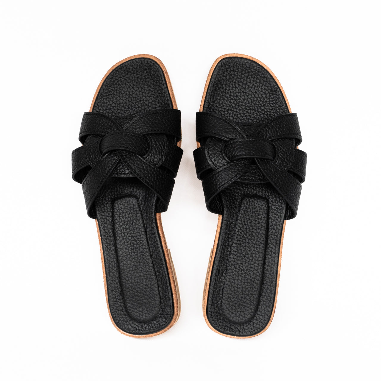 Leather flat sandals "Lupus" Cuir Mash/Black