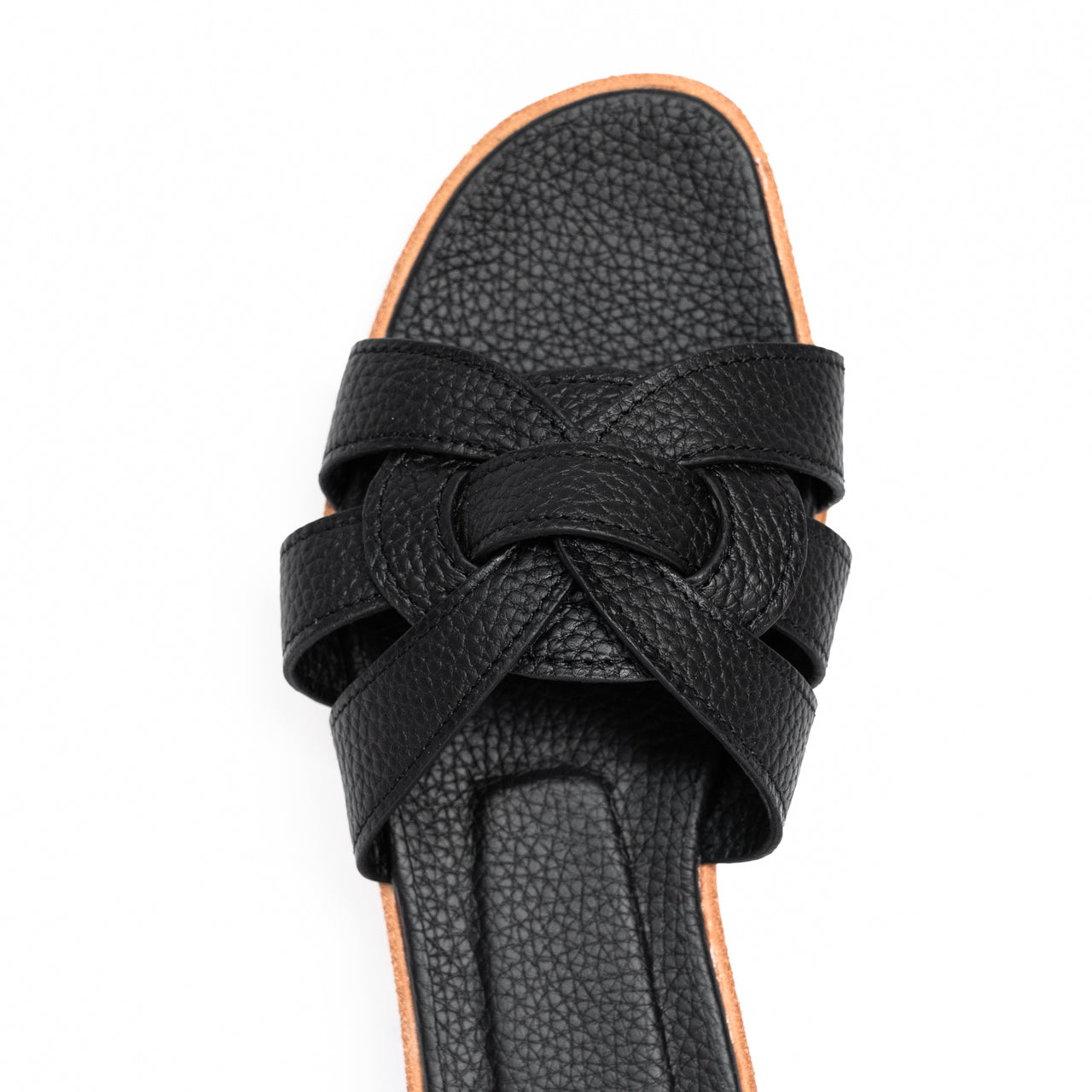 Leather flat sandals "Lupus" Cuir Mash/Black