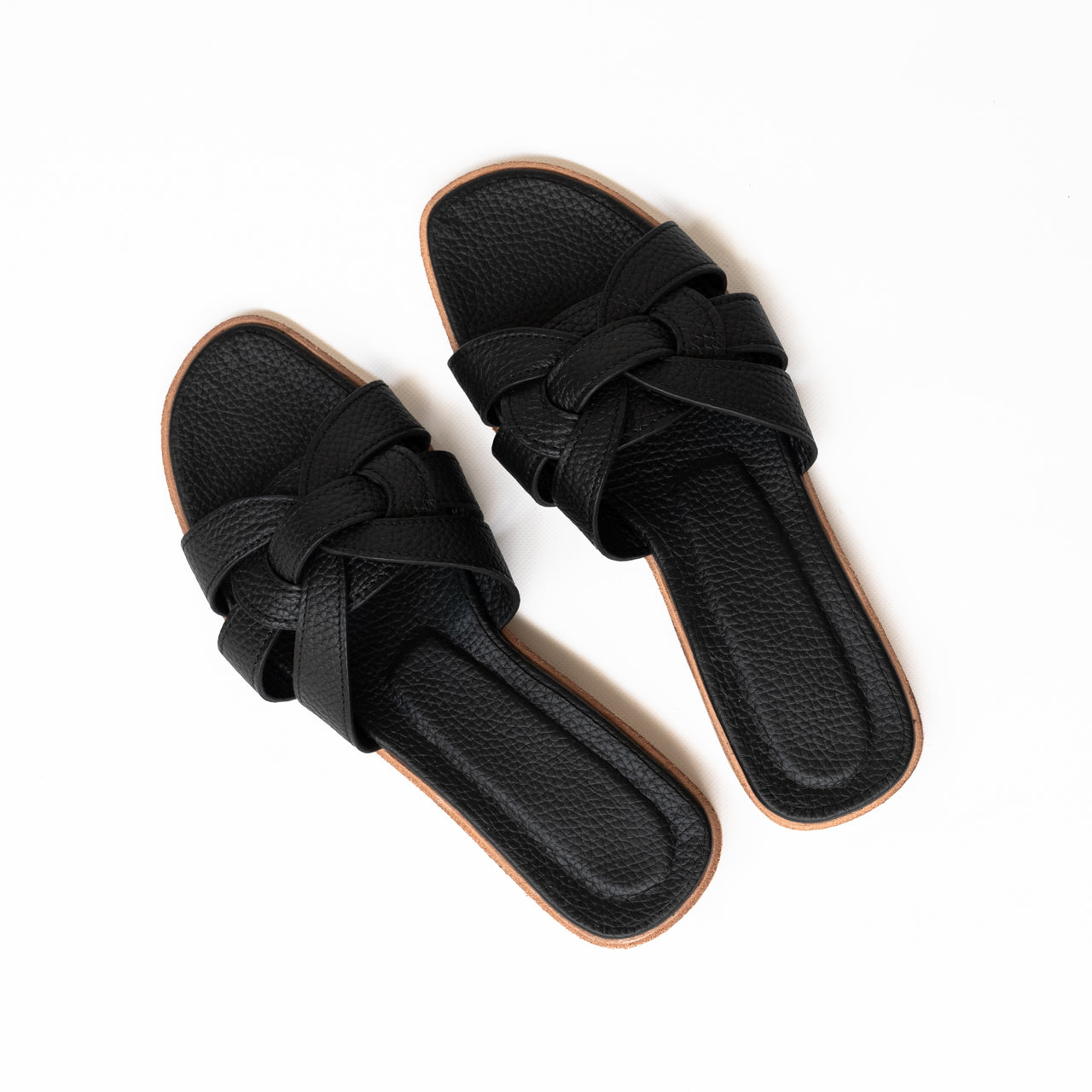Leather flat sandals "Lupus" Cuir Mash/Black