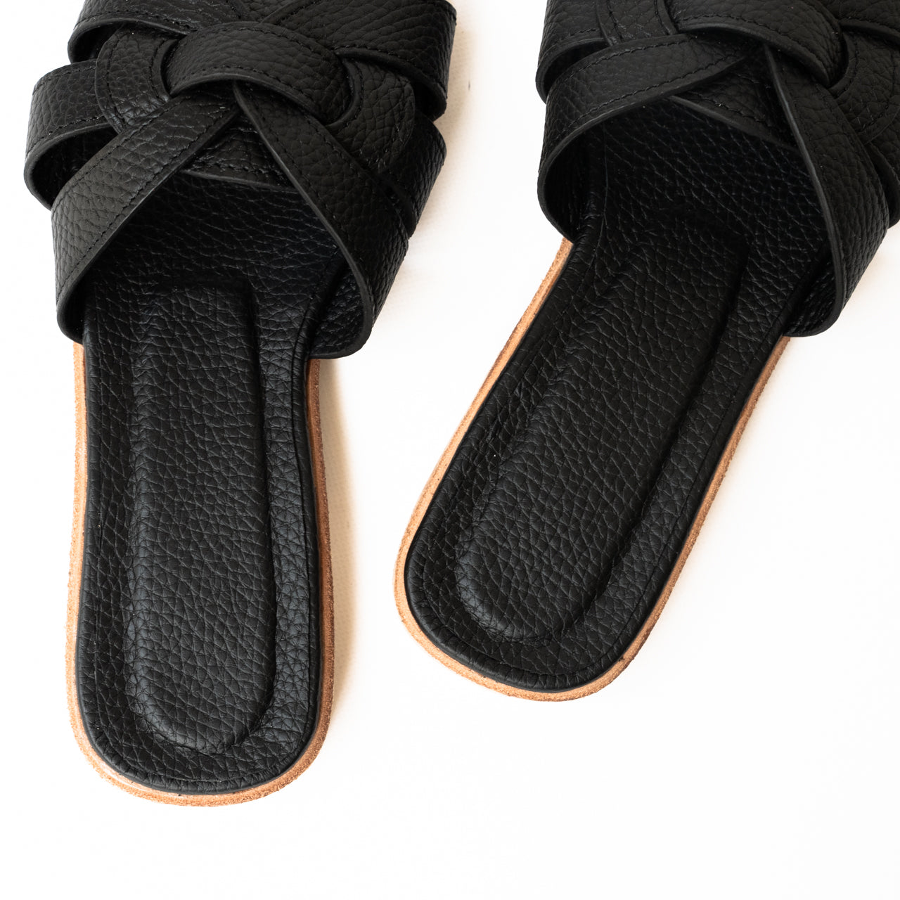 Leather flat sandals "Lupus" Cuir Mash/Black