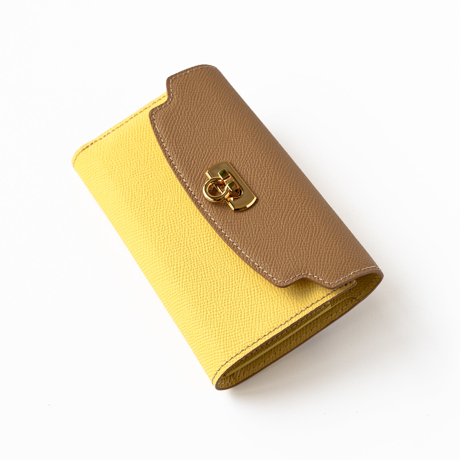 【おつとめ品セール】ミディアムウォレット・ルイM キュイール・ミネルバ / カナリア×チャイ