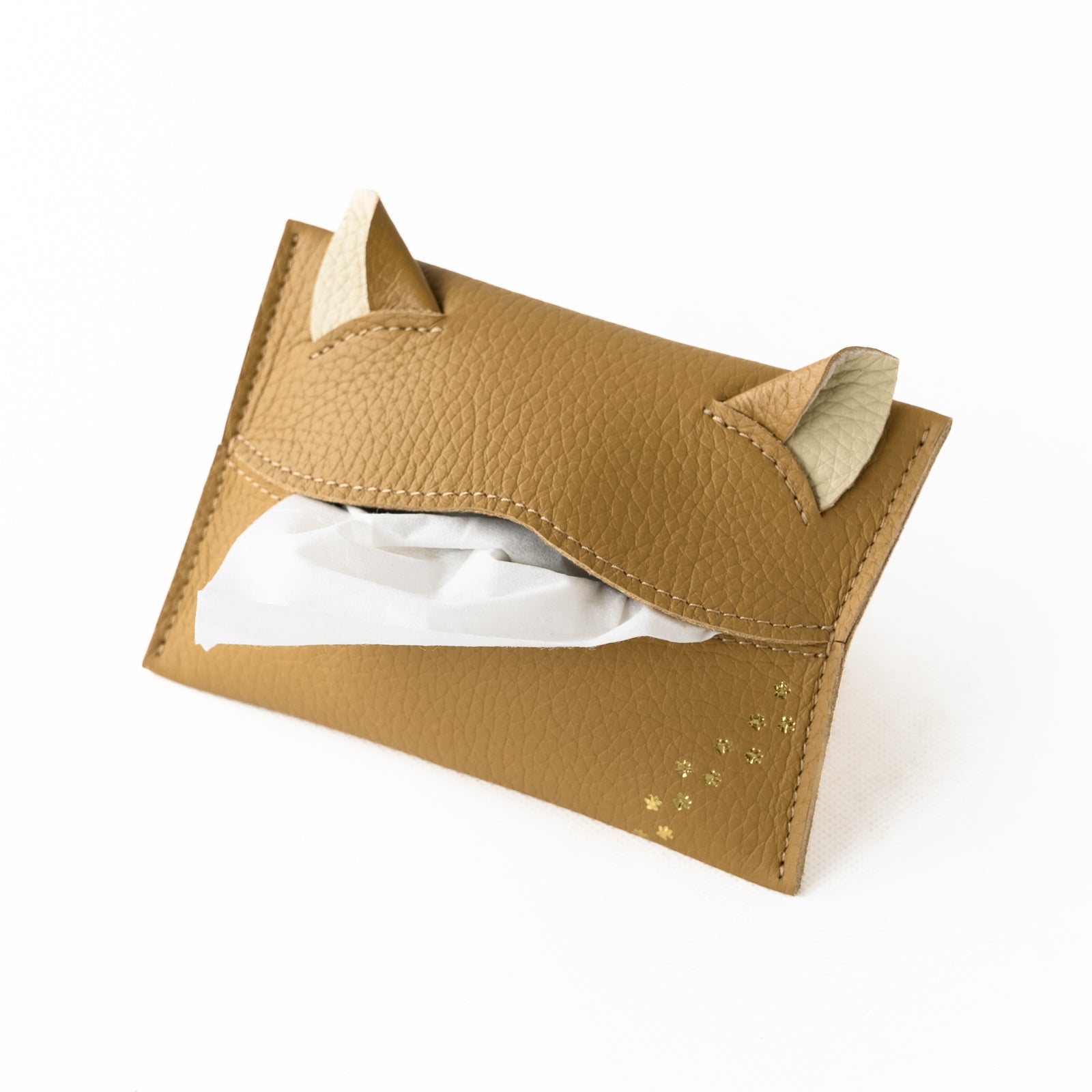 Cat pocket tissue case Cuir Mache / Chamois