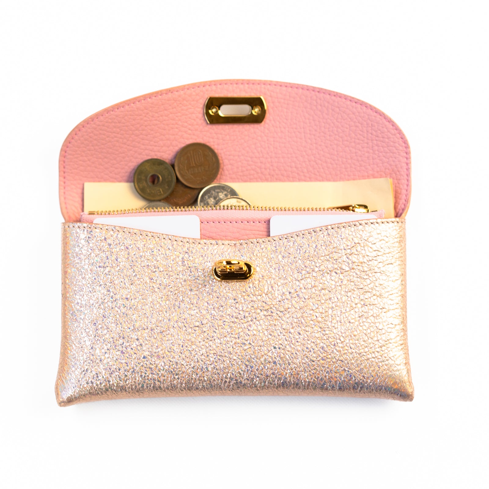 Leather flap long wallet / Prism
