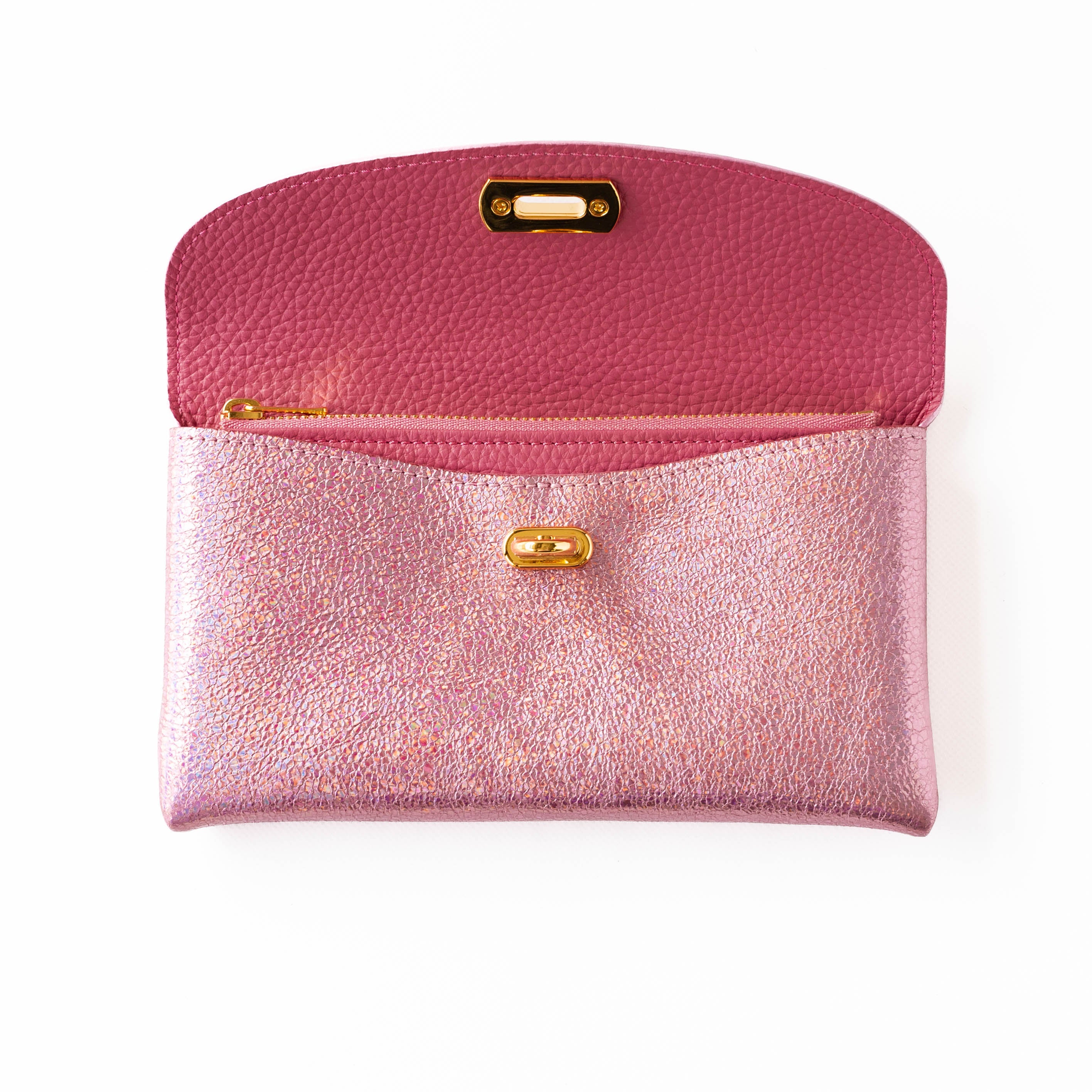 Leather flap long wallet / Prism