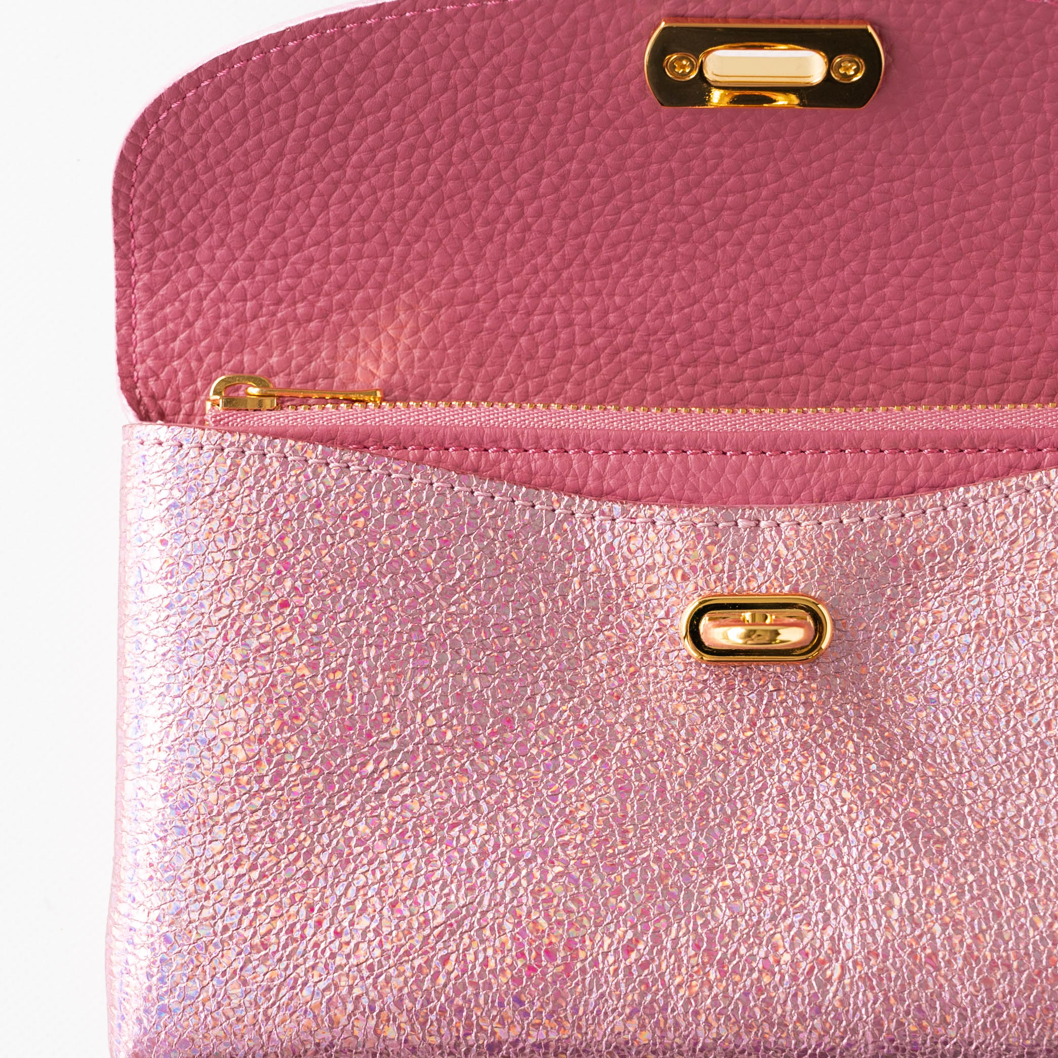 Leather flap long wallet / Prism