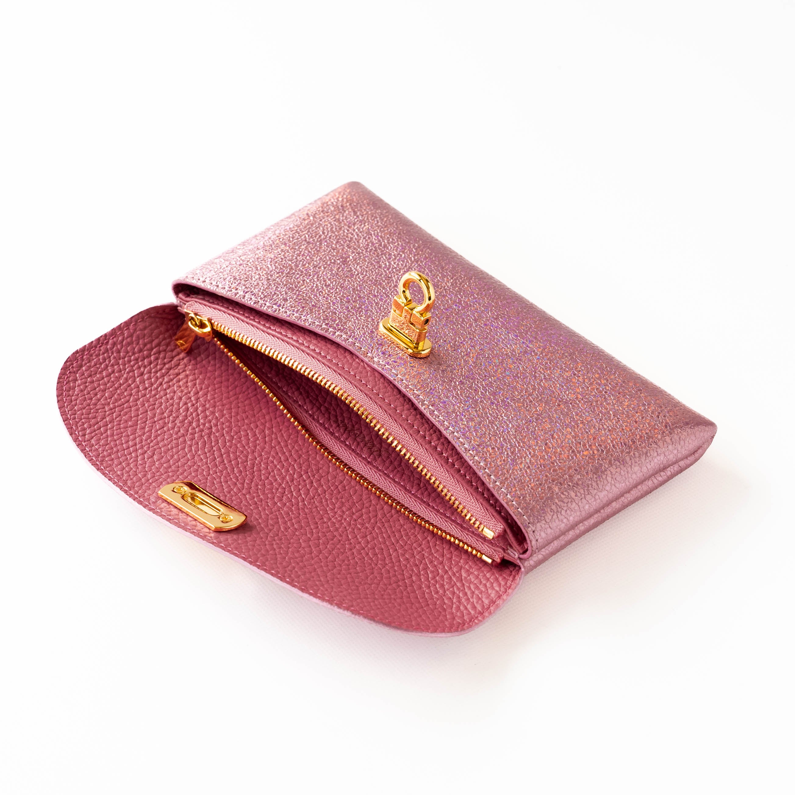 Leather flap long wallet / Prism