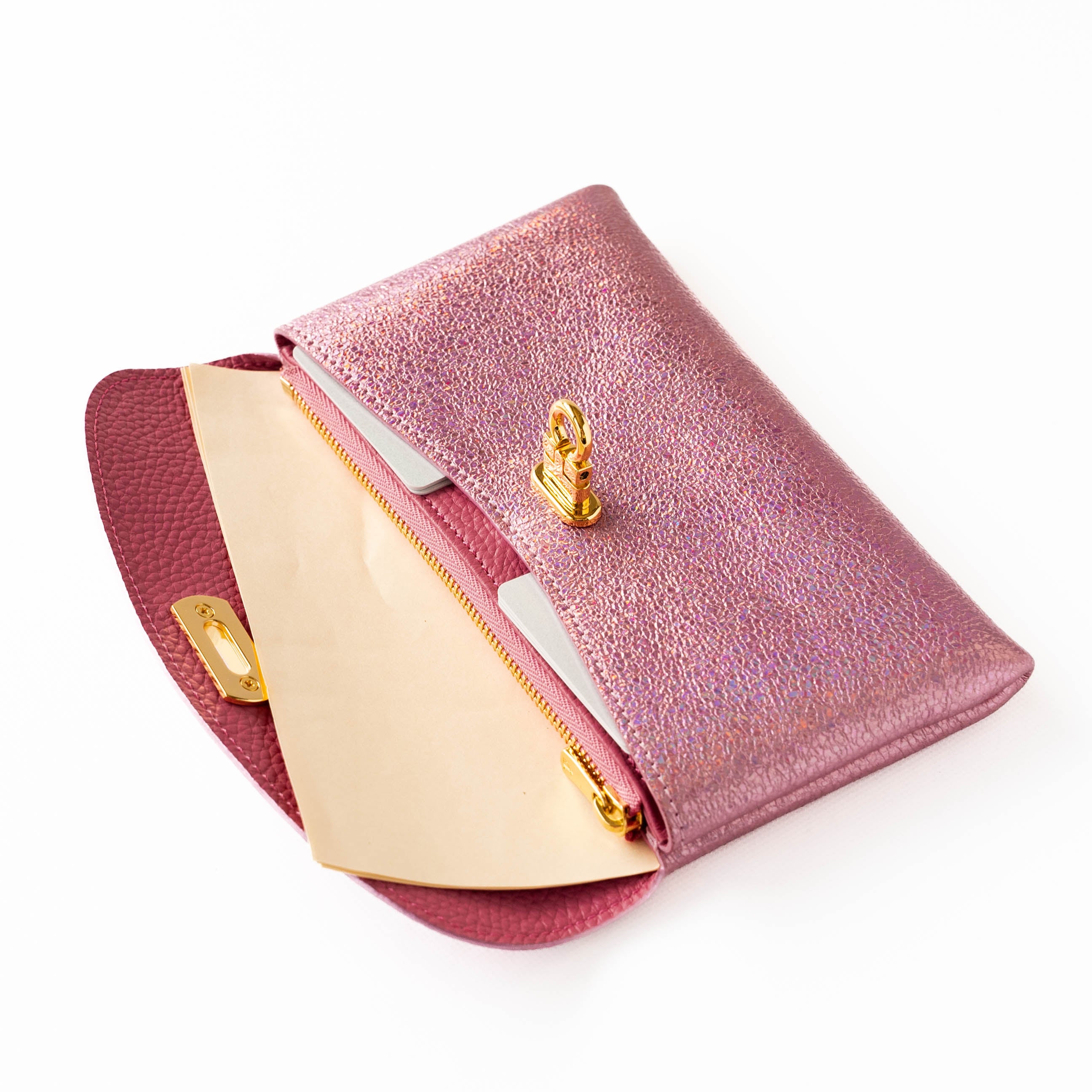 Leather flap long wallet / Prism