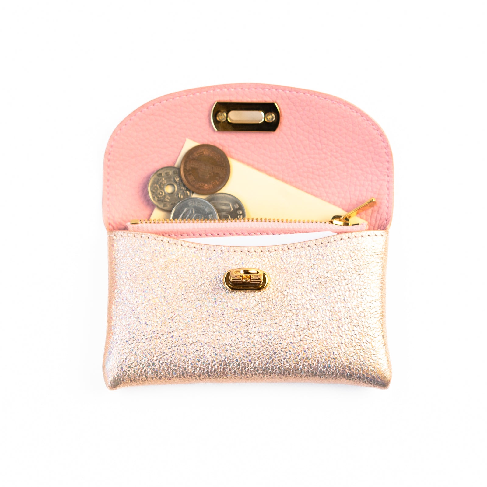 Leather flap middle wallet / Prism leather