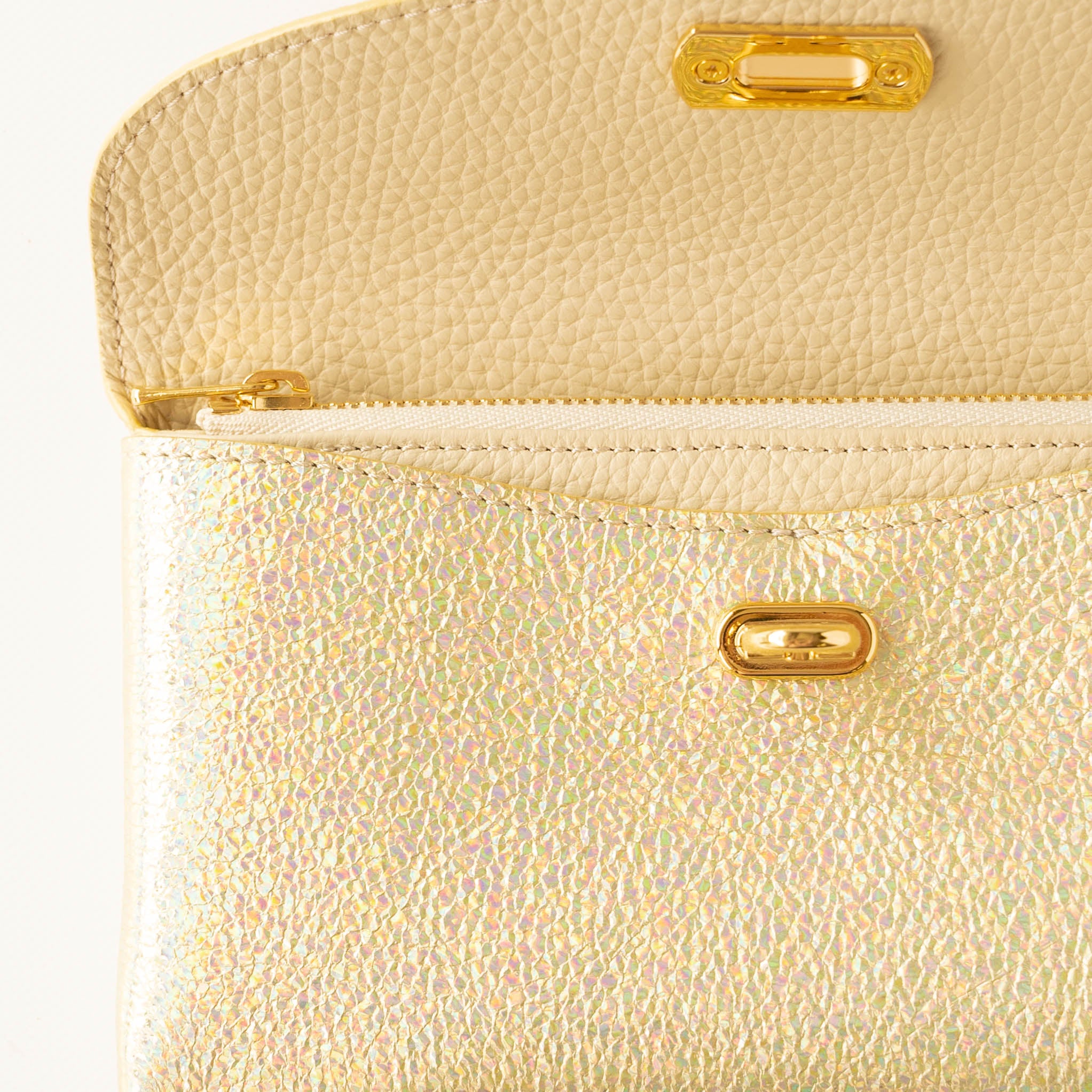 Leather flap long wallet / Prism