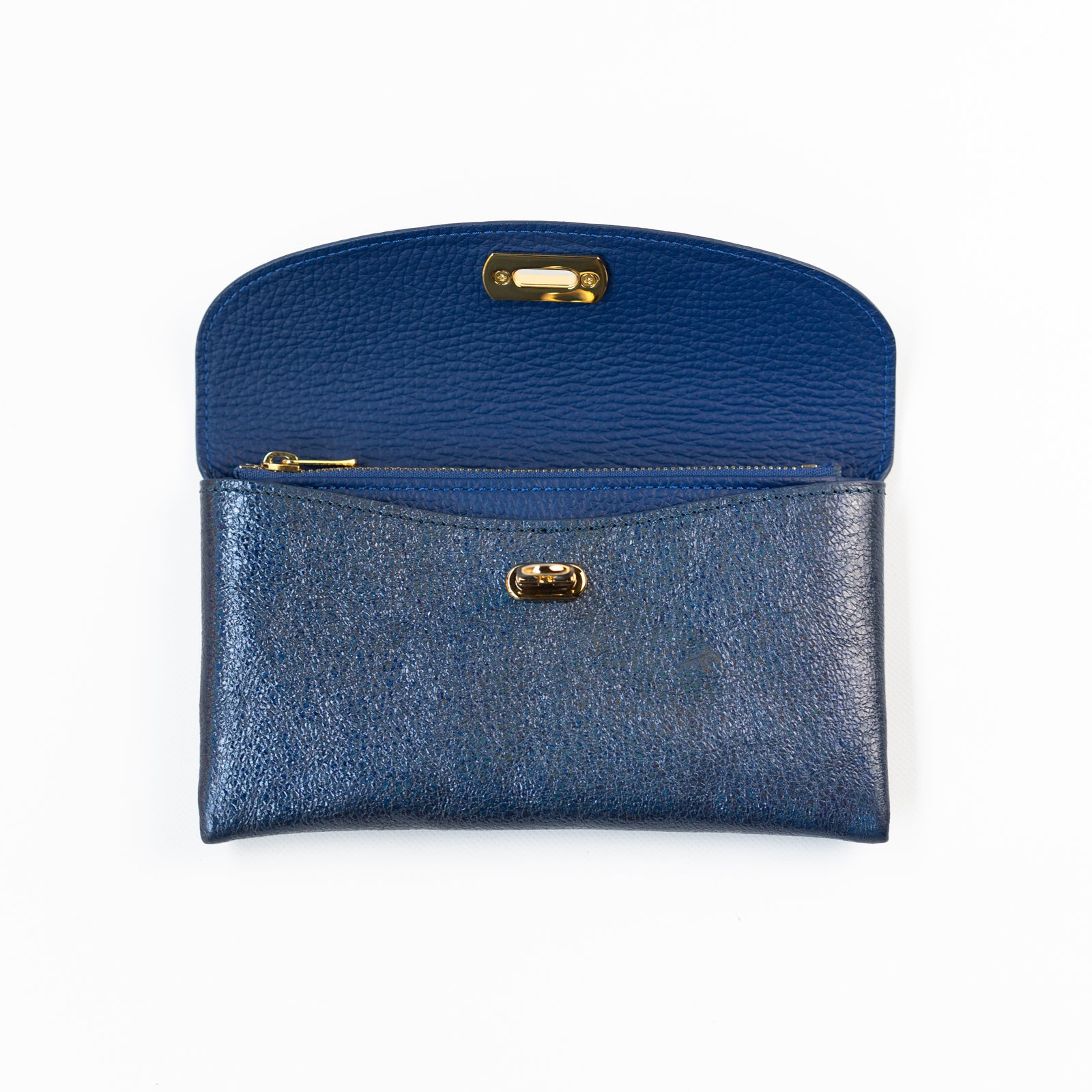 Leather flap long wallet / Prism