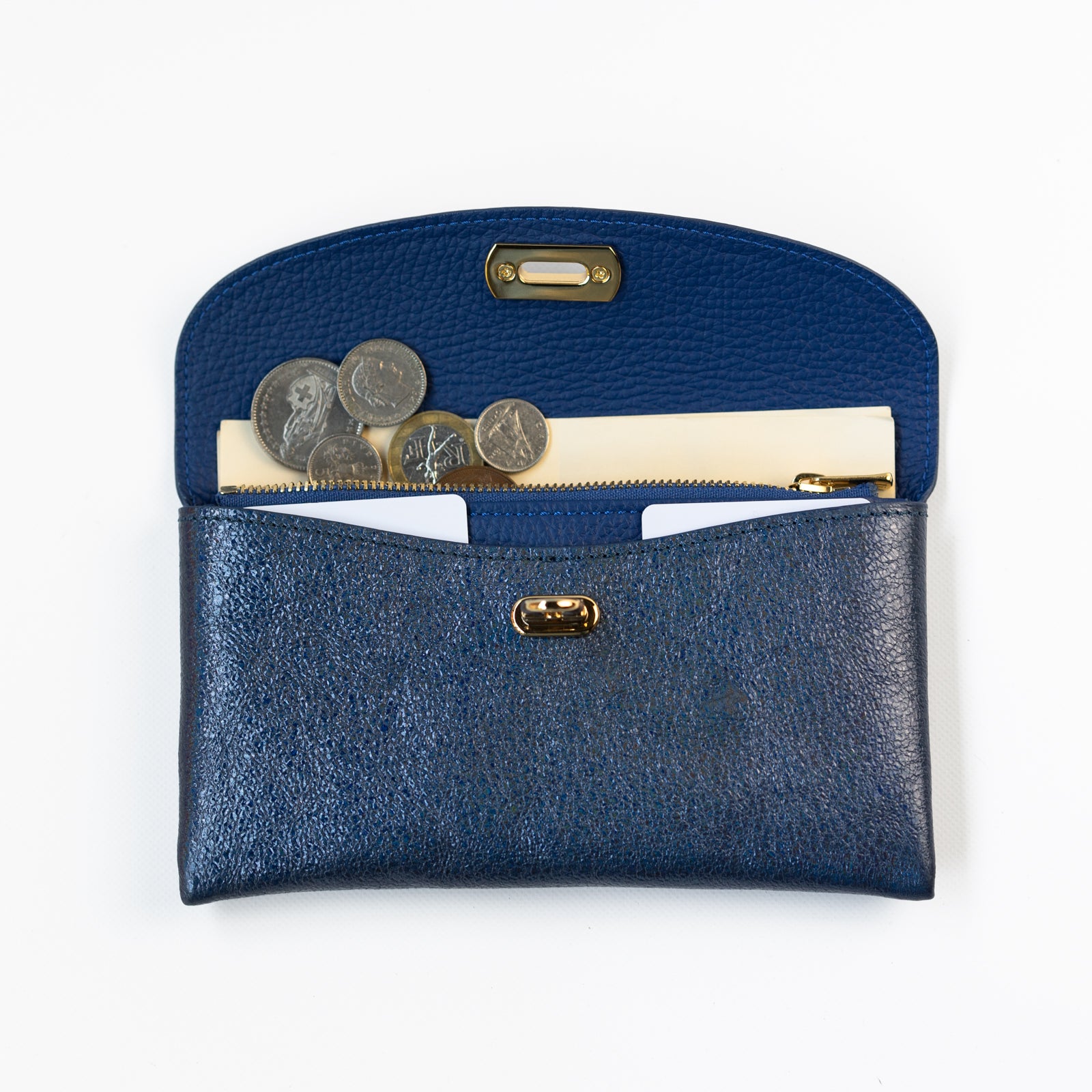 Leather flap long wallet / Prism