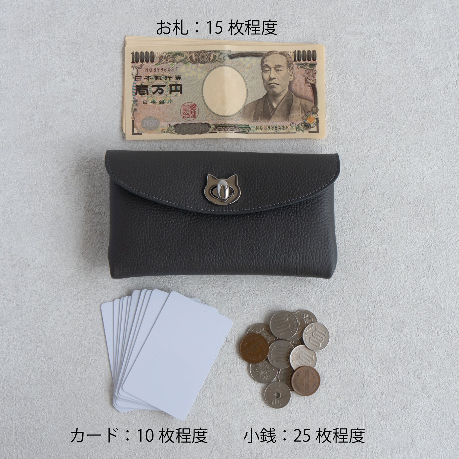 Flap Wallet Furnya Long Cuir Mache / Graphite