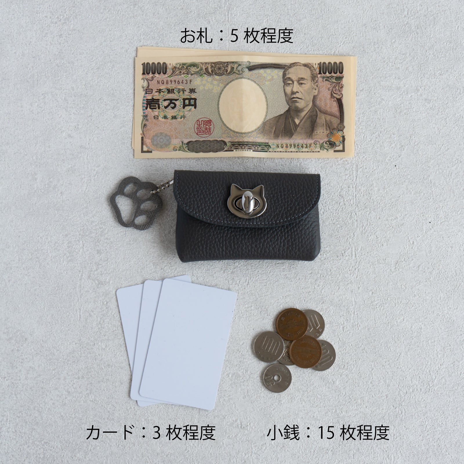 【4/8(火) 1日限定販売】フルーニャポーチ・ ミニ キュイール・マッシュ / グラファイト